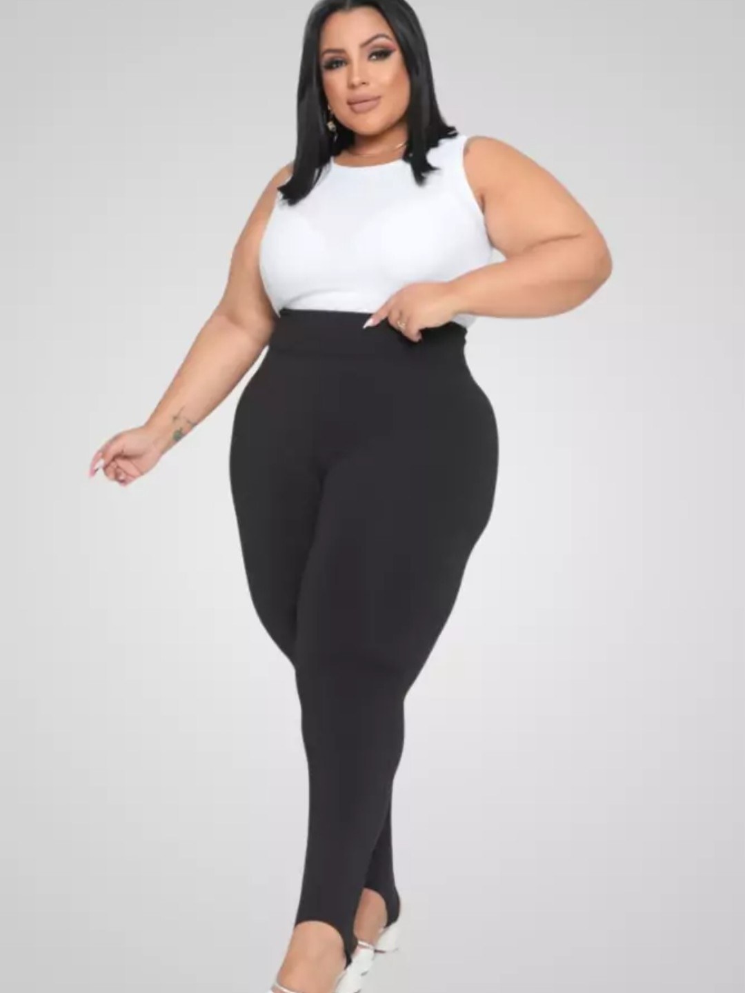 Calça Legging Pezinho Plus Size Moda Blogueira