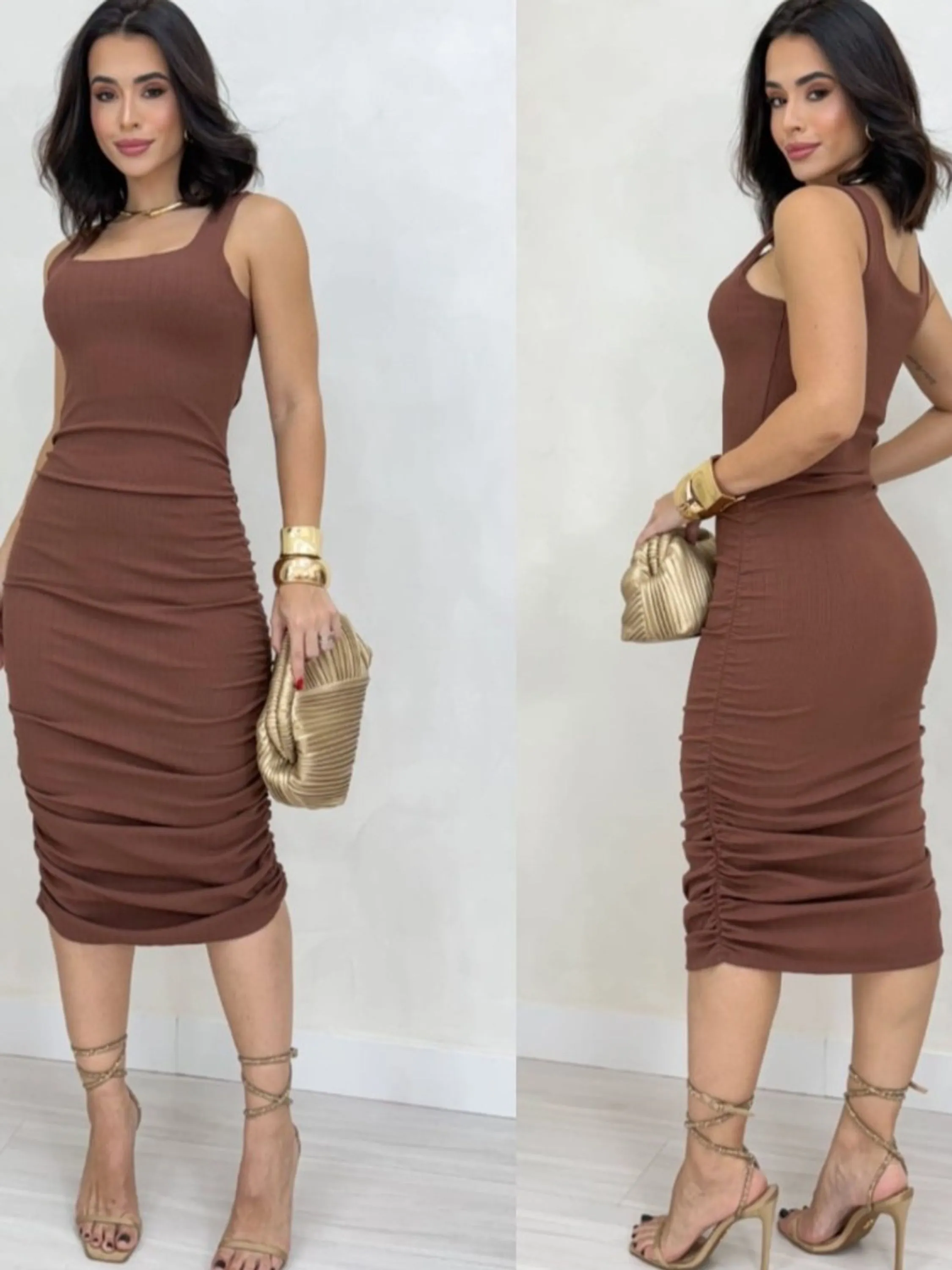 Vestido Ariel Canelado Algodão Premium Moda Blogueira