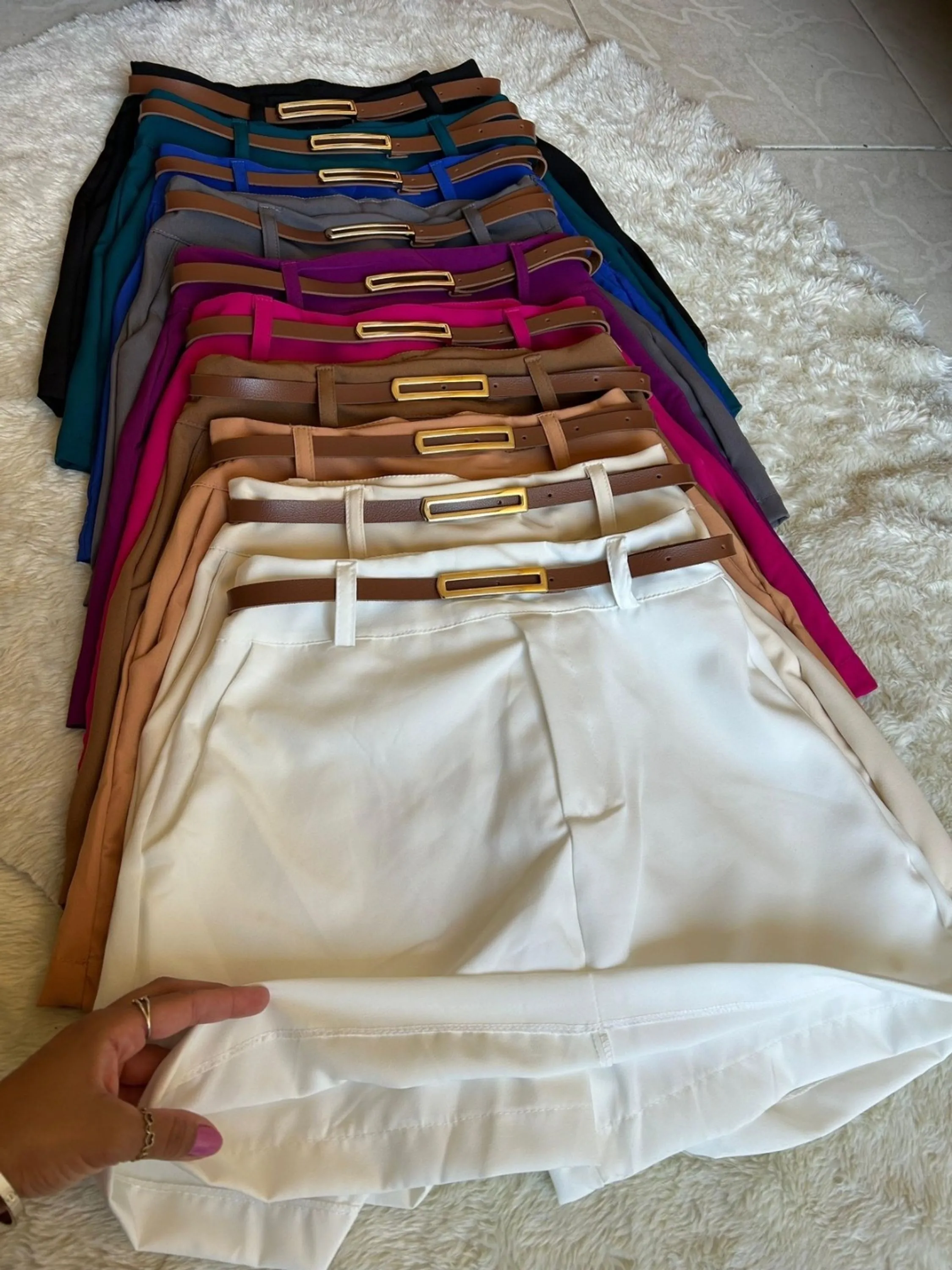 Shorts Saia Com Cinto SLIM Alfaiataria Moda Blogueira