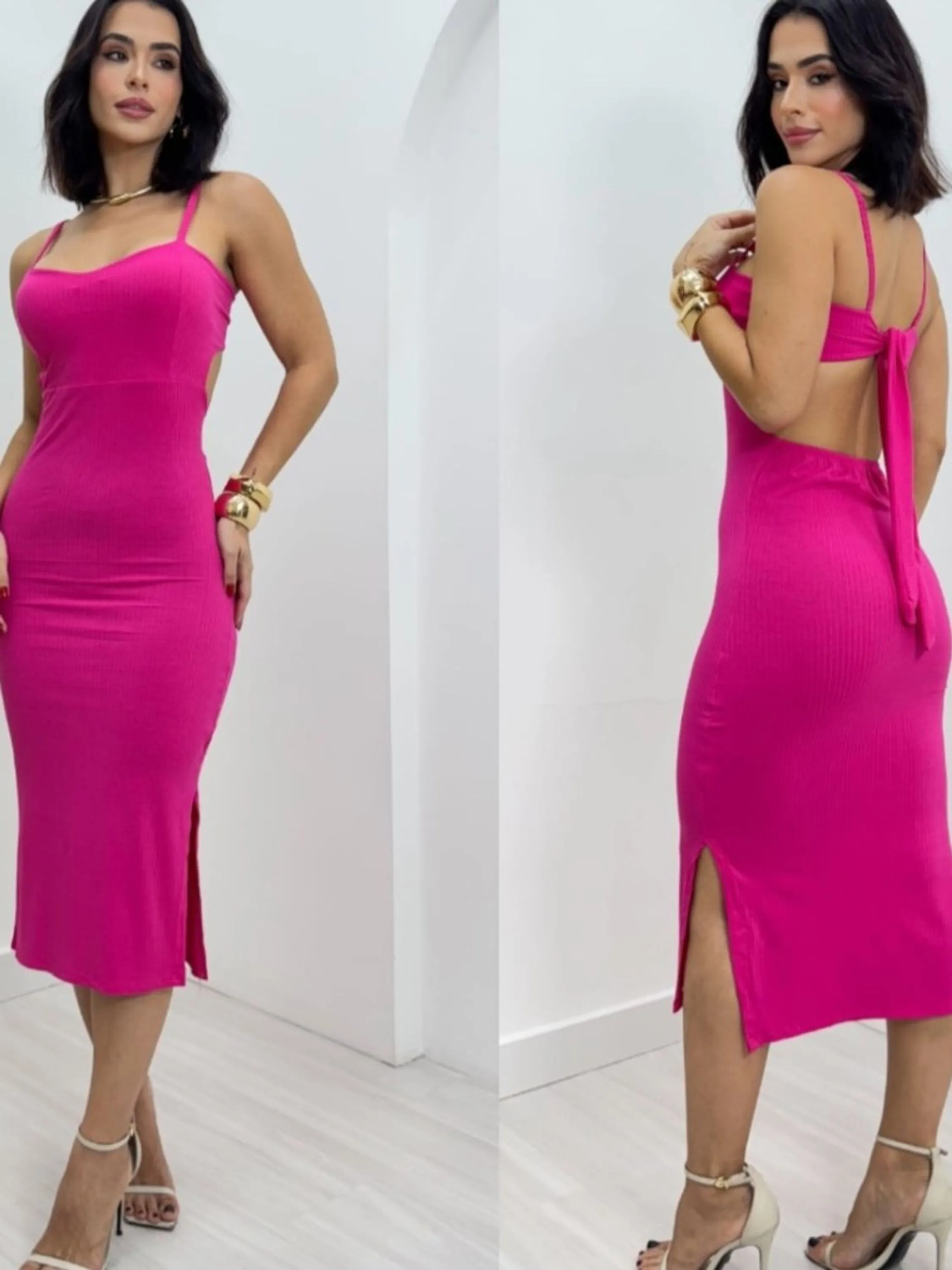 Vestido Canelado Algodão Premium Moda Blogueira