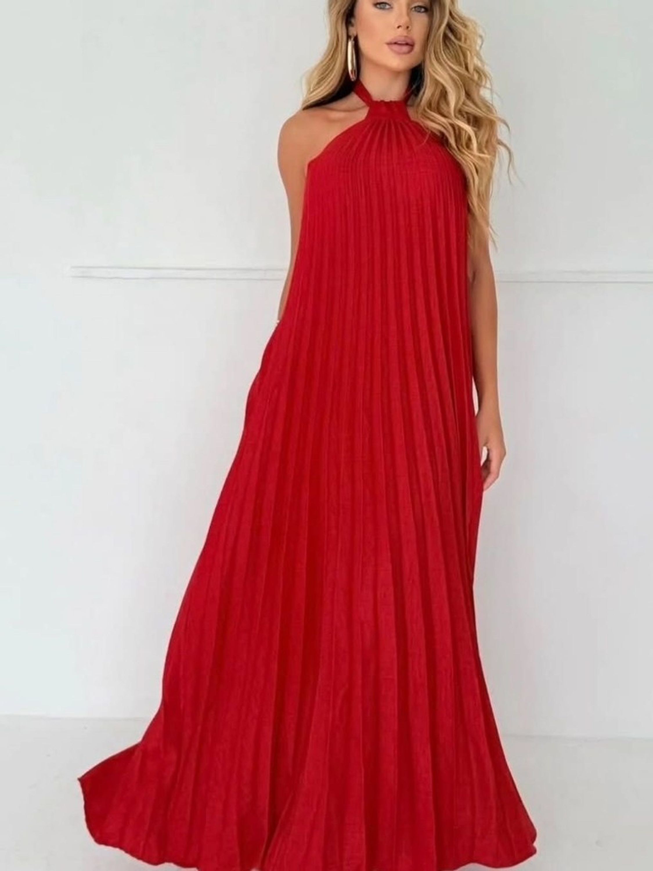 Vestido Magnífico Plissado Moda Blogueira