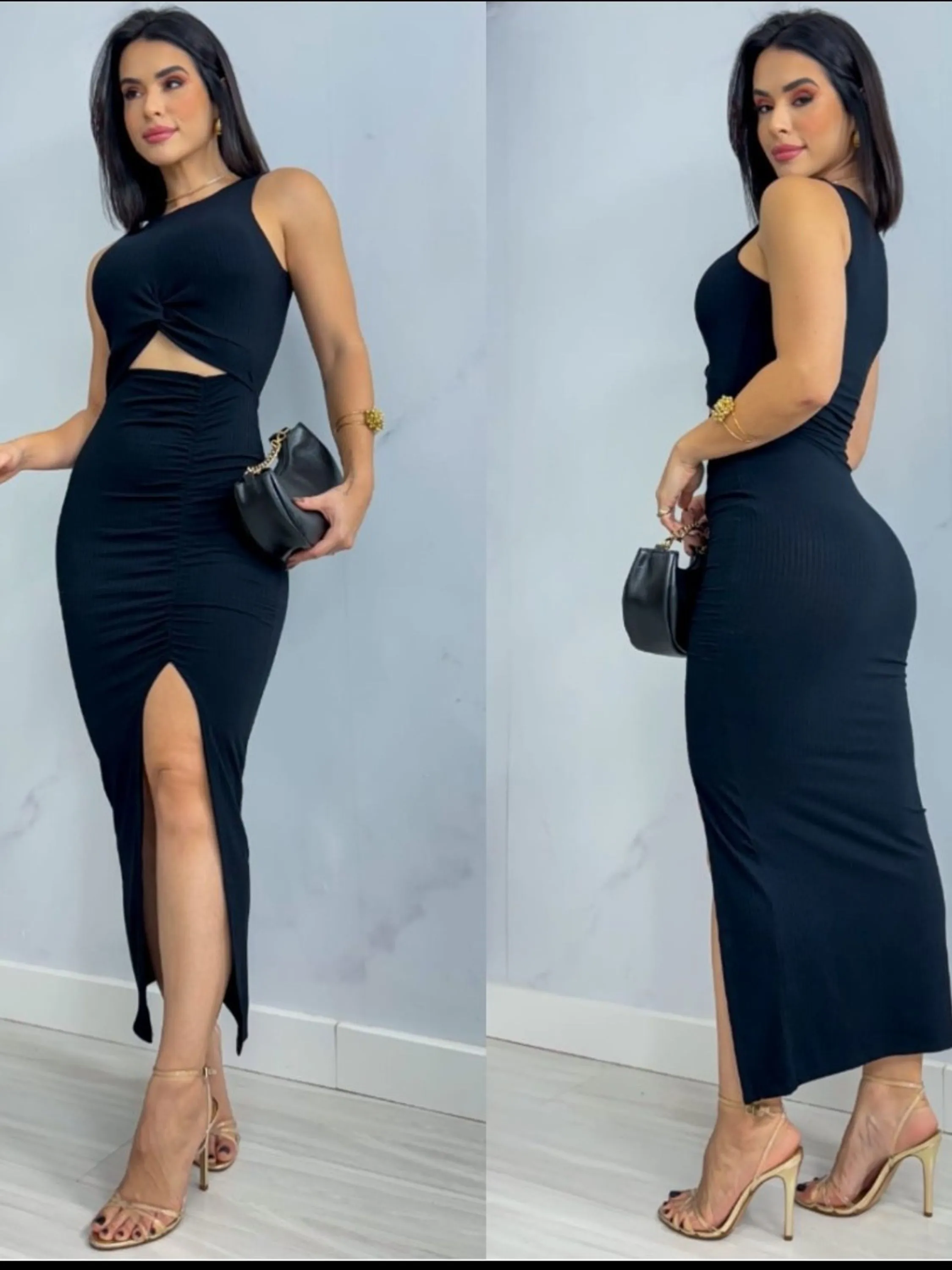 Vestido Olivia Canelado Algodão Premium Moda Blogueira