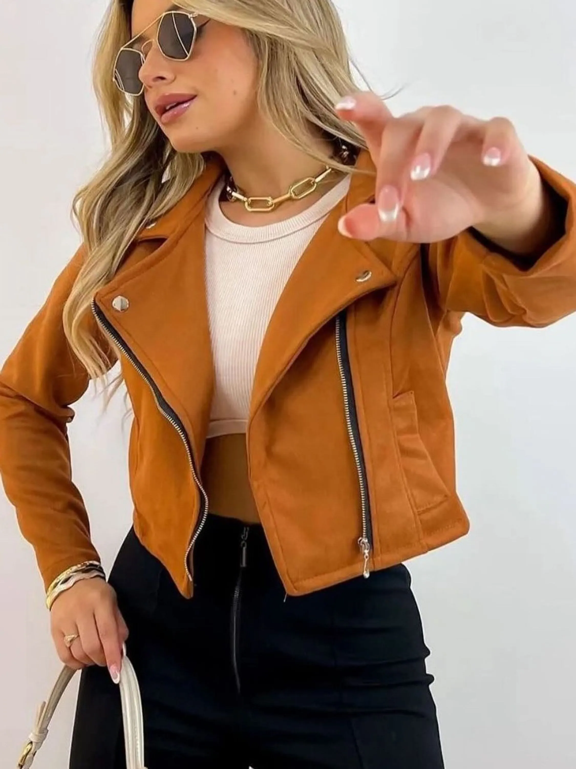 Jaqueta SUEDE PLUS SIZE MODA BLOGUEIRA PLUS