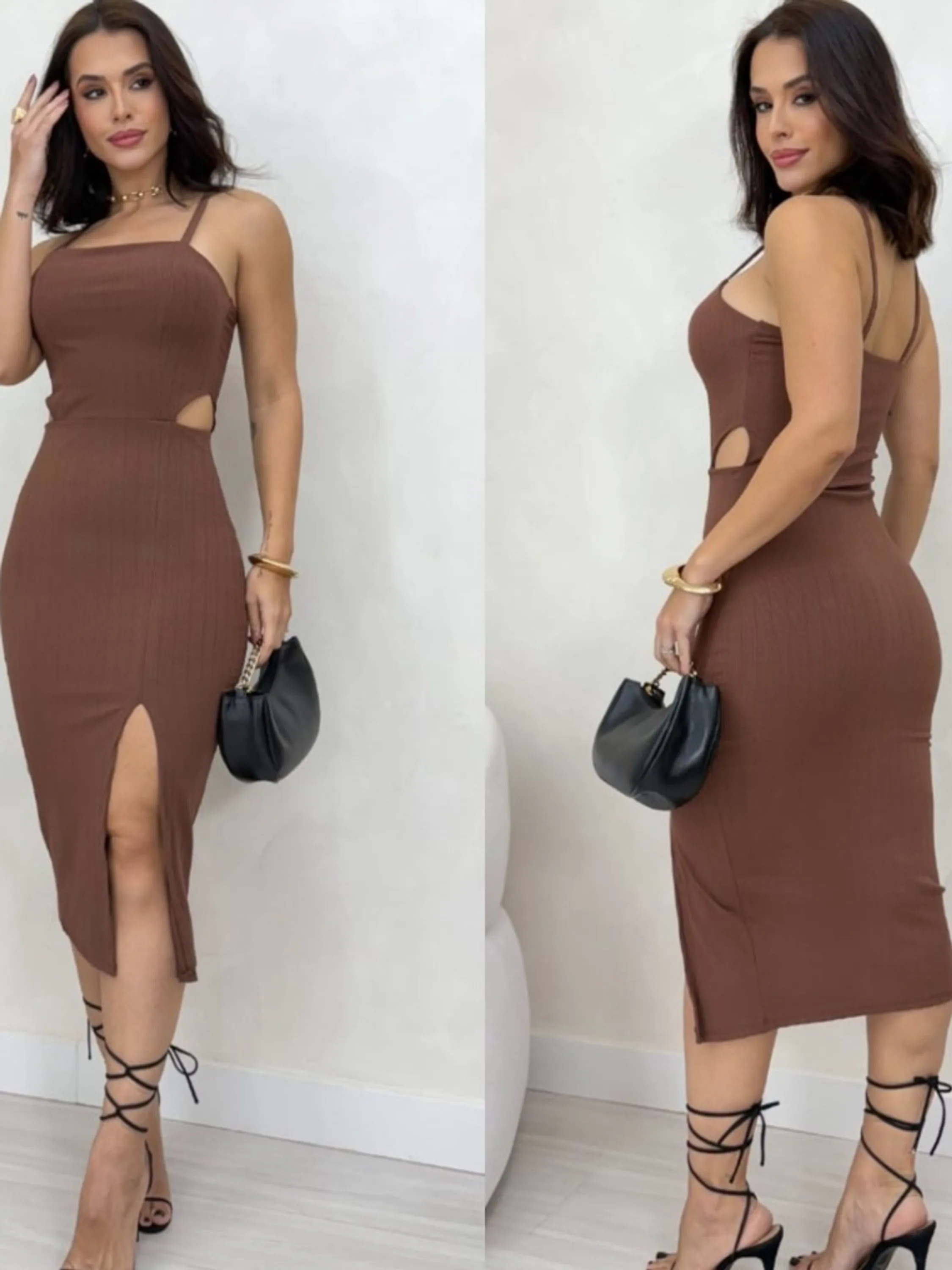 Vestido Carol Canelado Algodão Premium Moda Blogueira