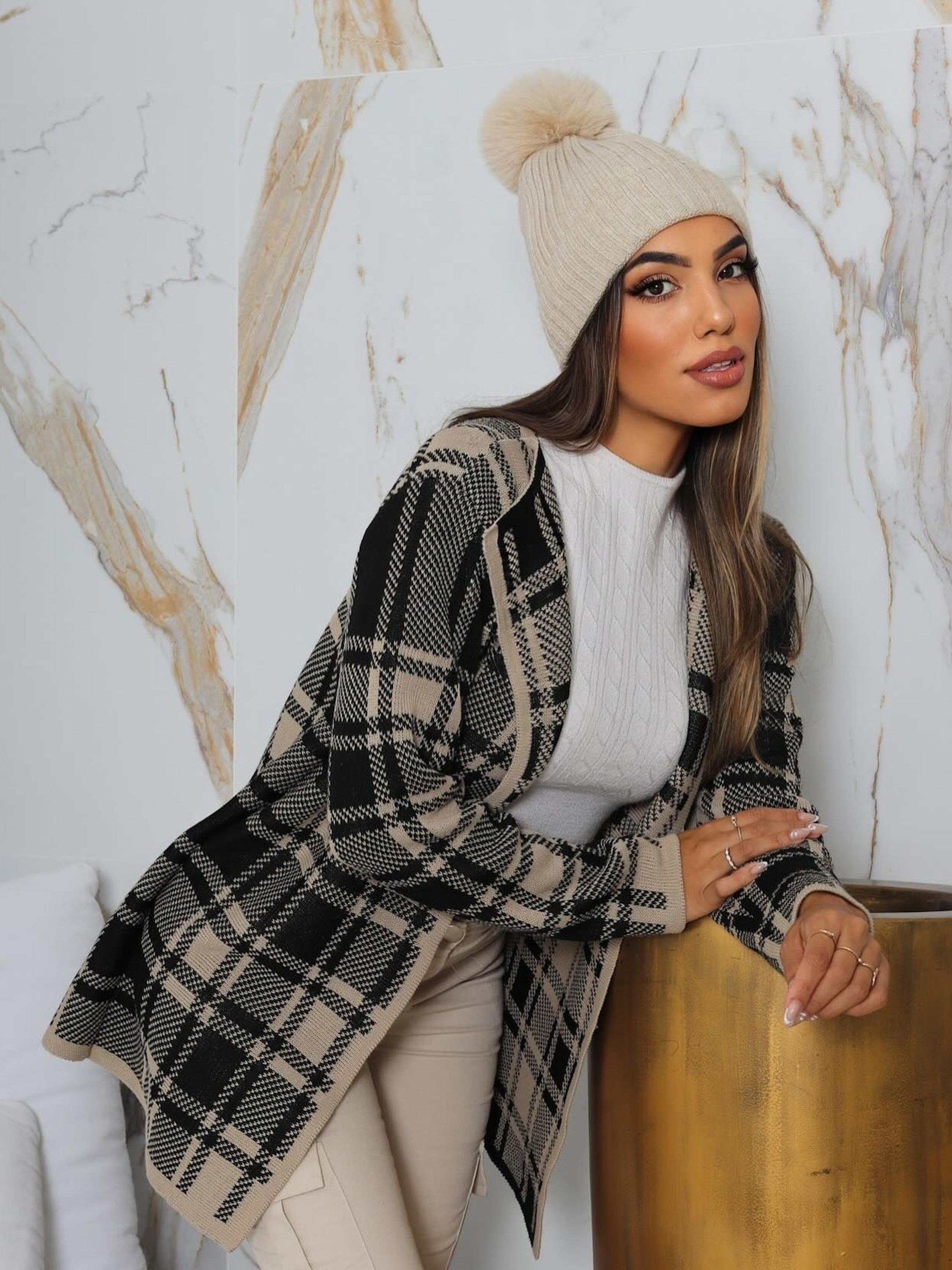 Cardigan Xadrez Premium Moda Blogueira Moda Inverno Boutique