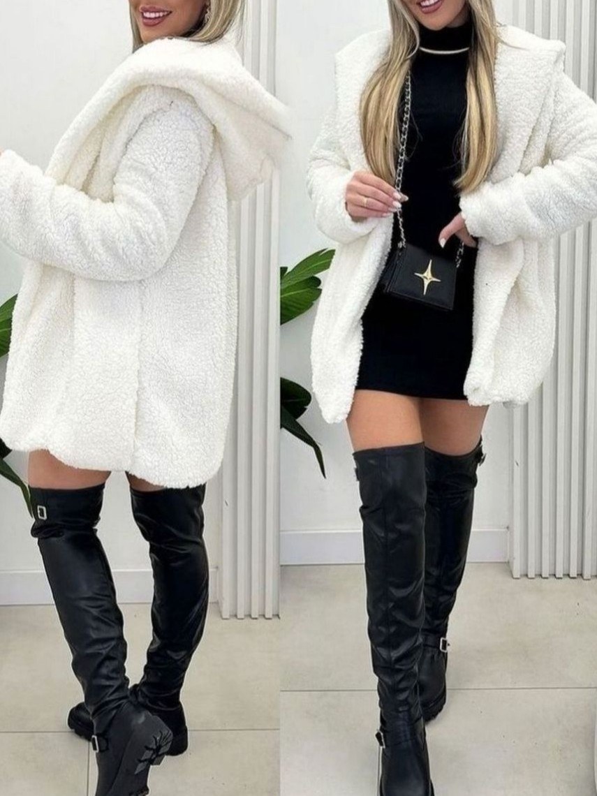 Casaco Teddy Longo Moda Blogueira