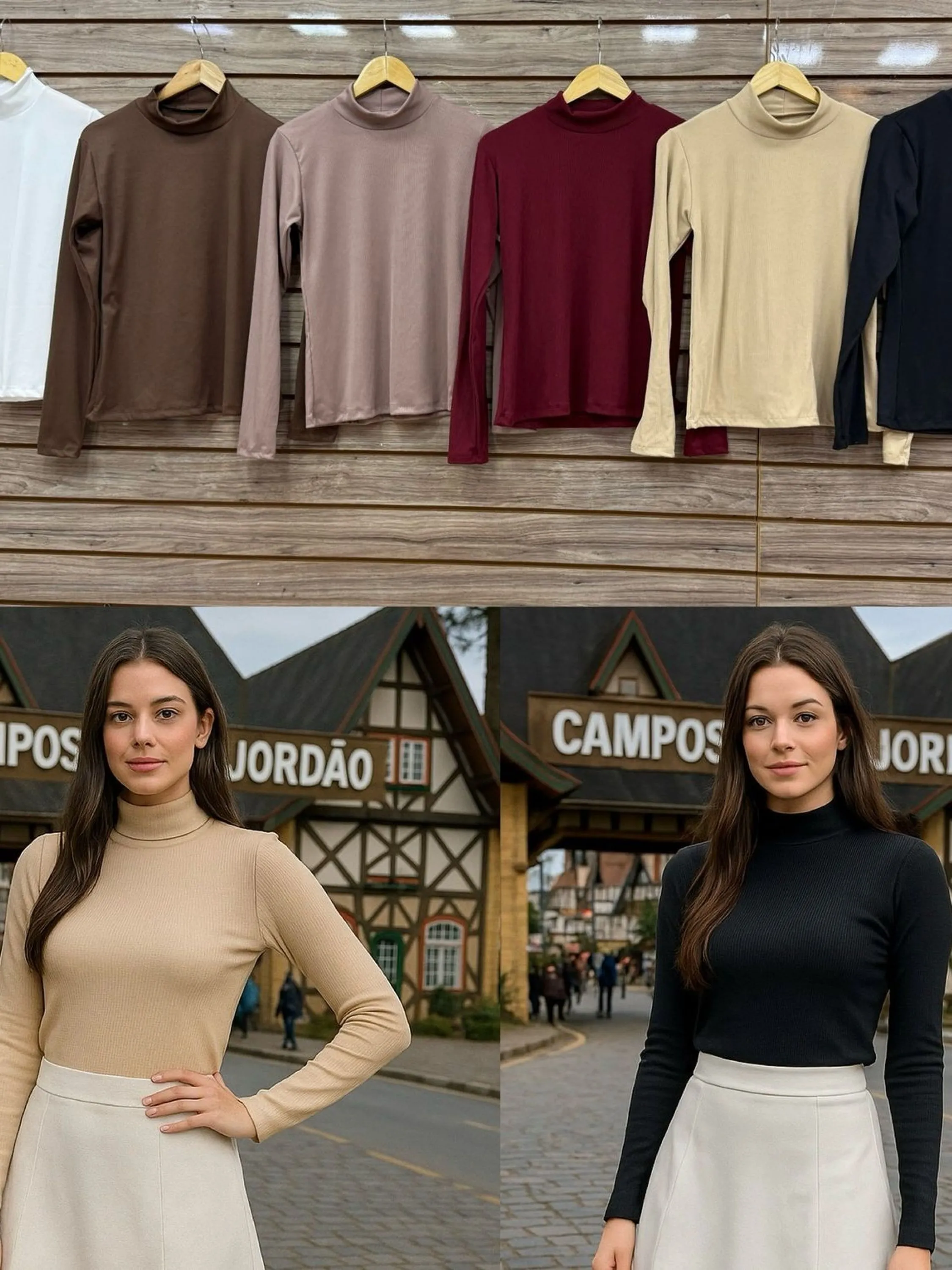 Blusa Gola Manga Longa Moda Blogueira