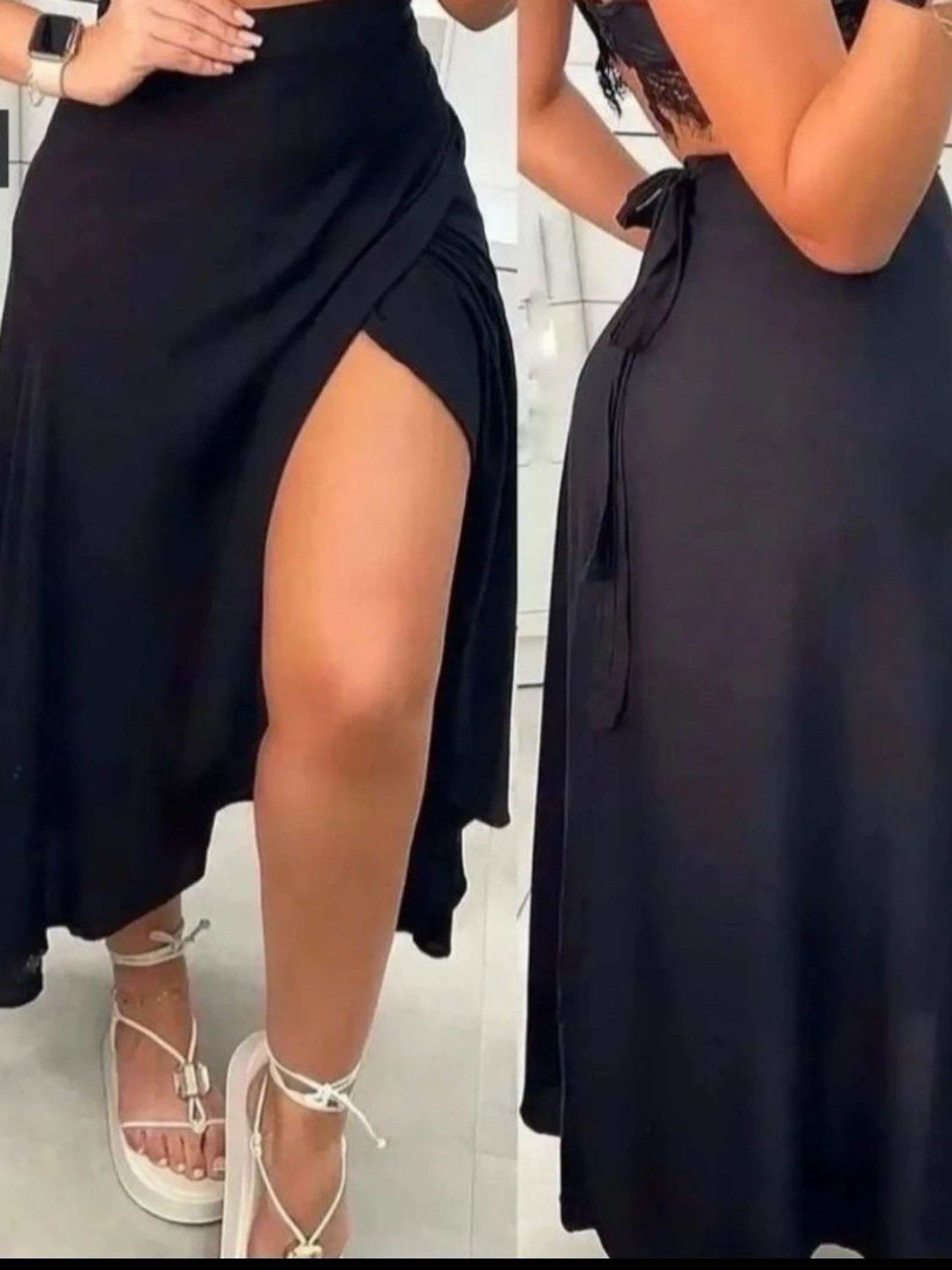 Saia Envelope Preta Lisa Moda Blogueira