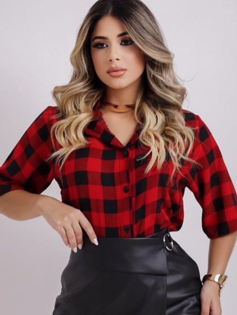 Camisa Xadrez Moda Blogueira