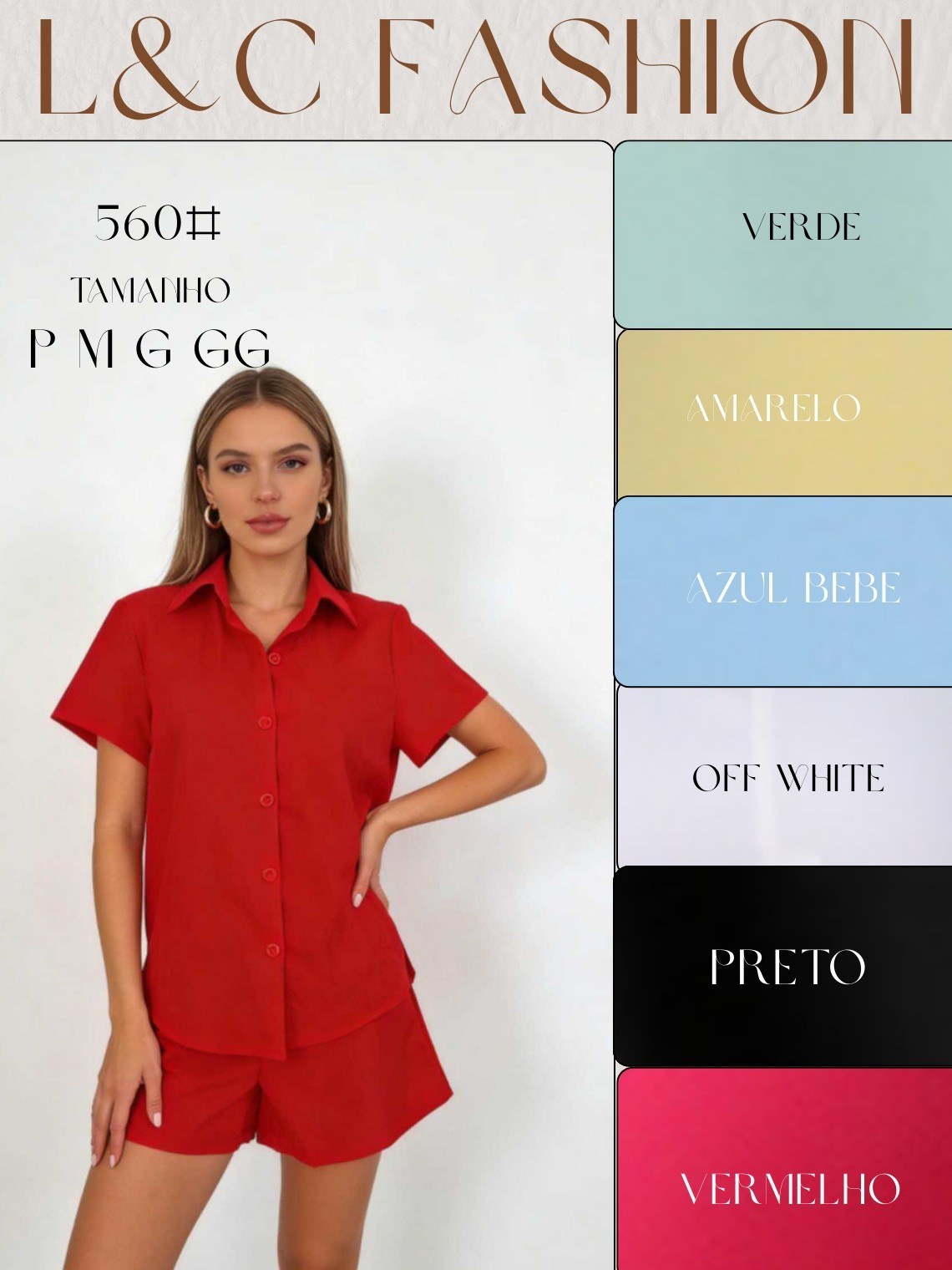 Conjunto botões, short+blusa social