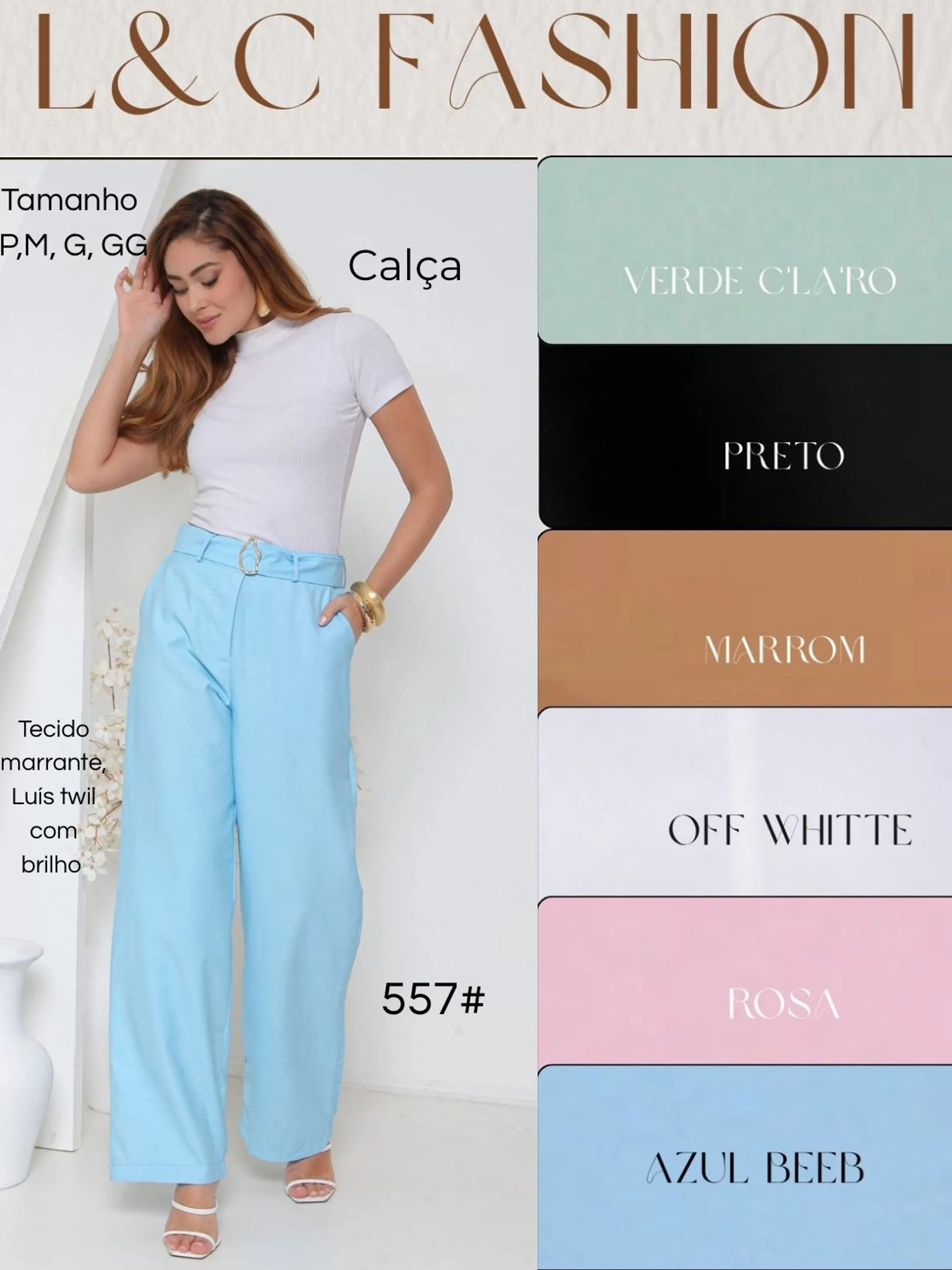 Calça pantalona tecido Luis twil