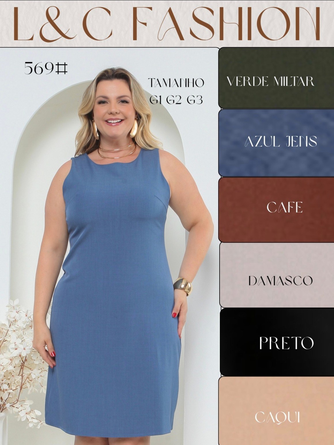Vestido plus size midi