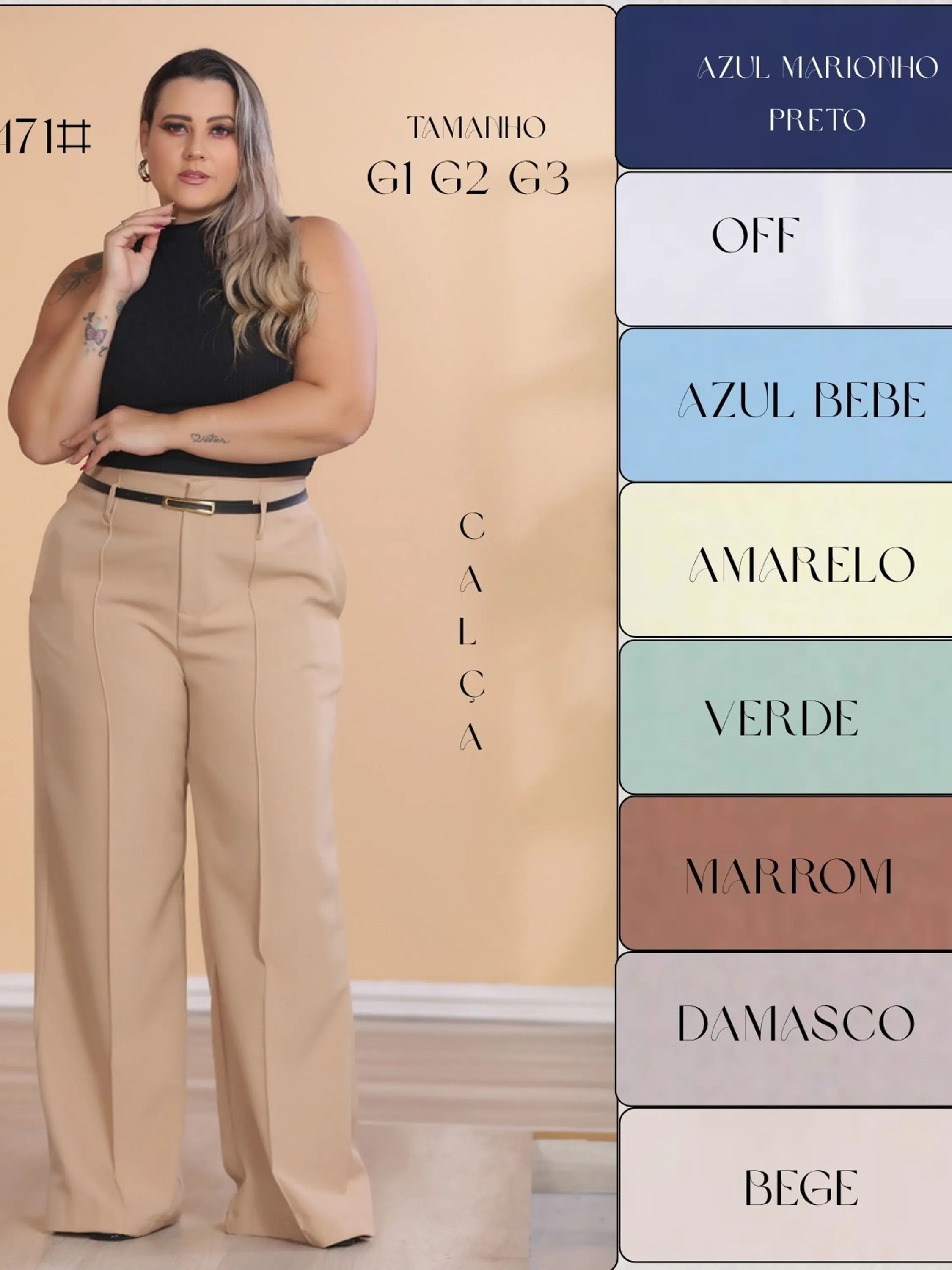 Calça plus size, tecido Luis twil