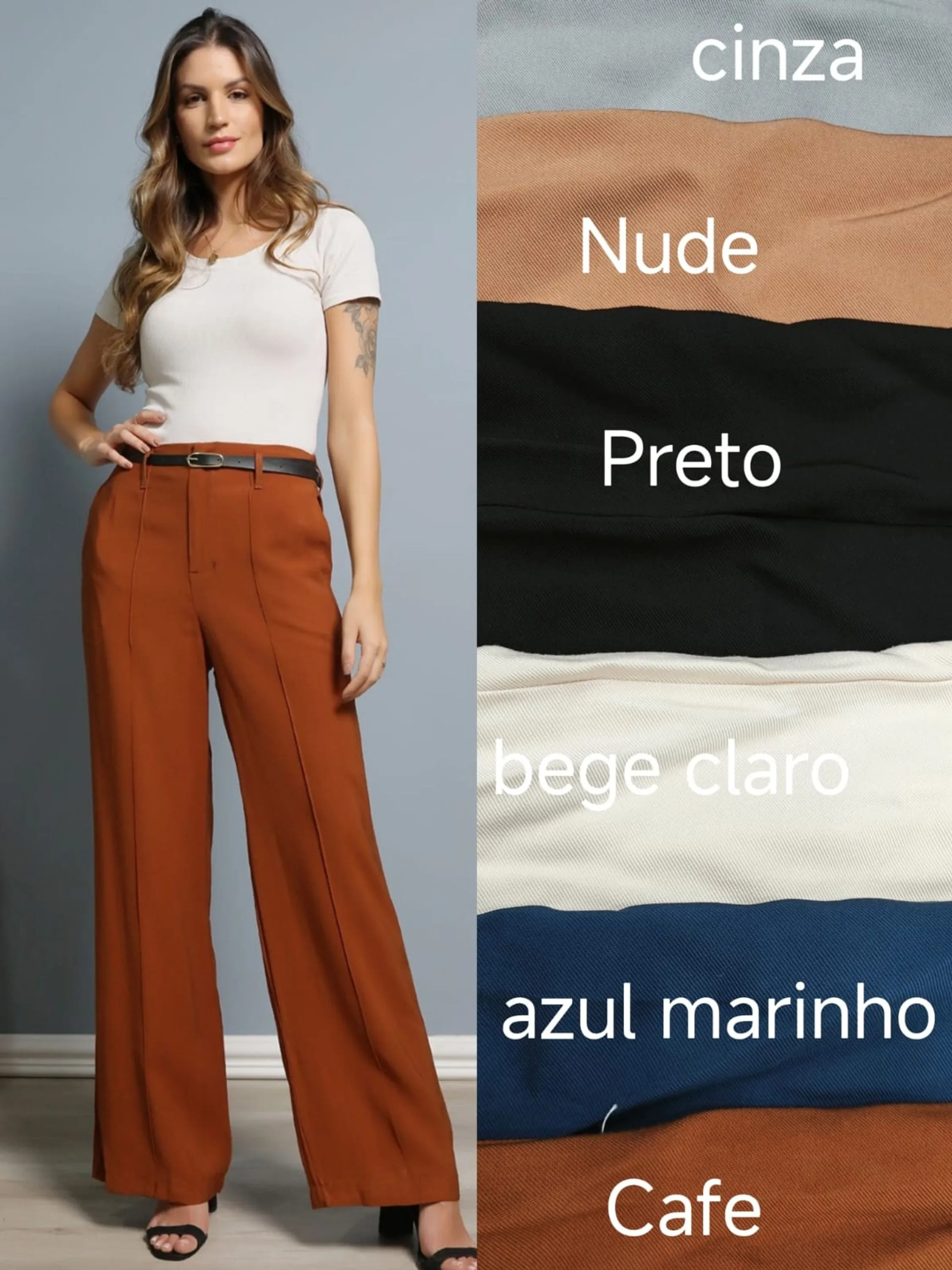 Calça pantalona Tecido Alfaiatariamarrante