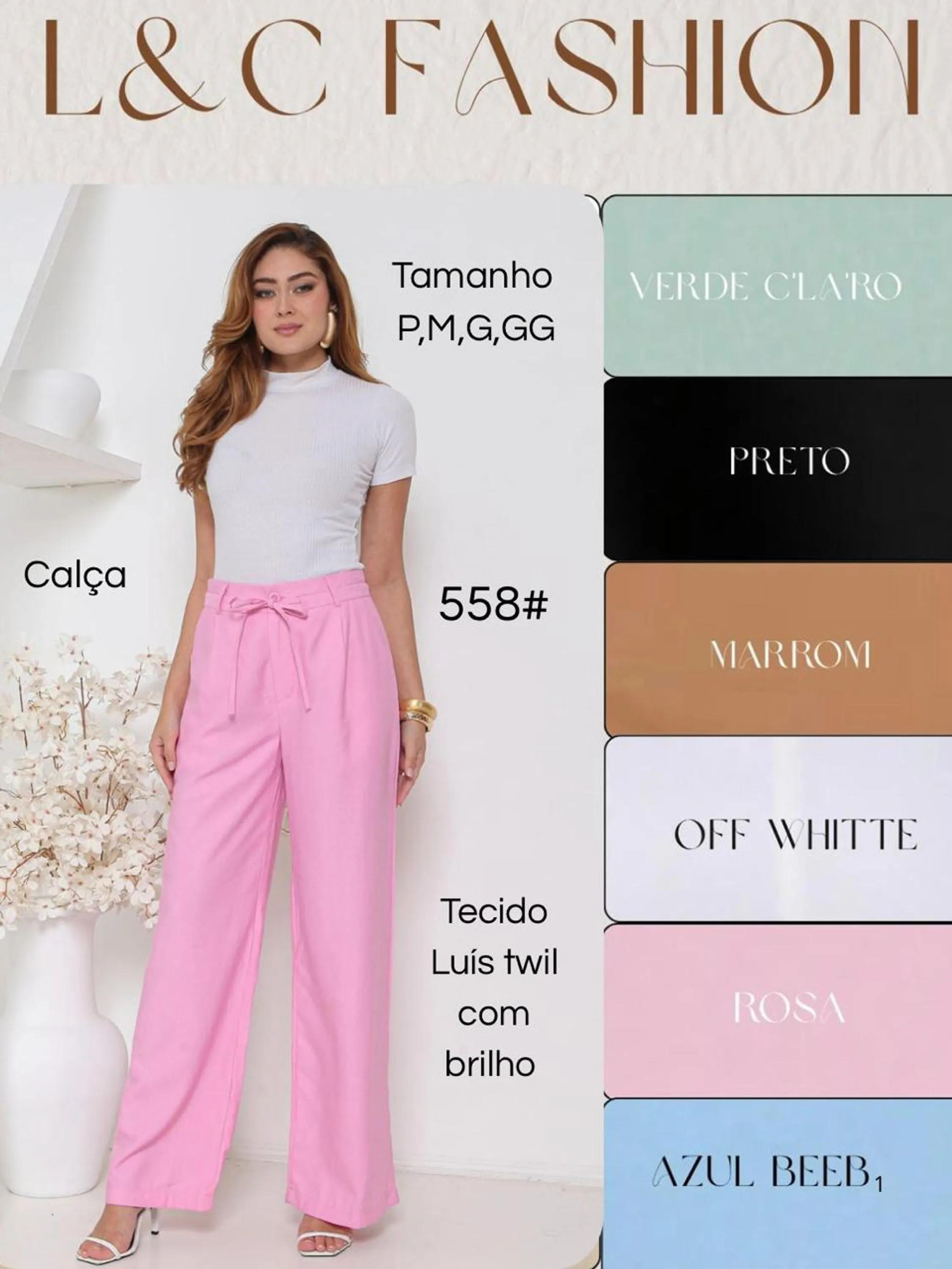 Calça pantalona tecido Luis twil