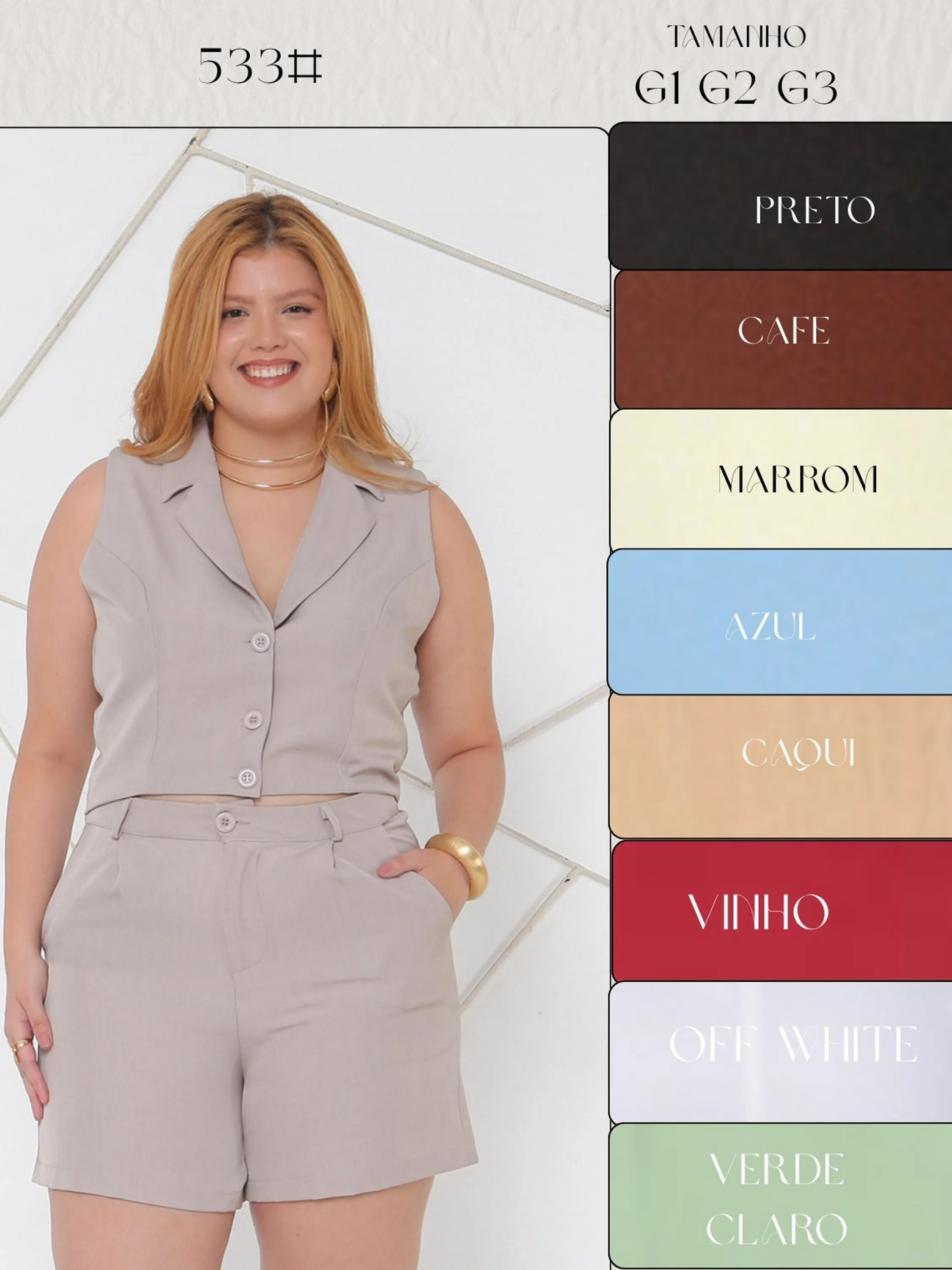 Conjunto feminino plus size.