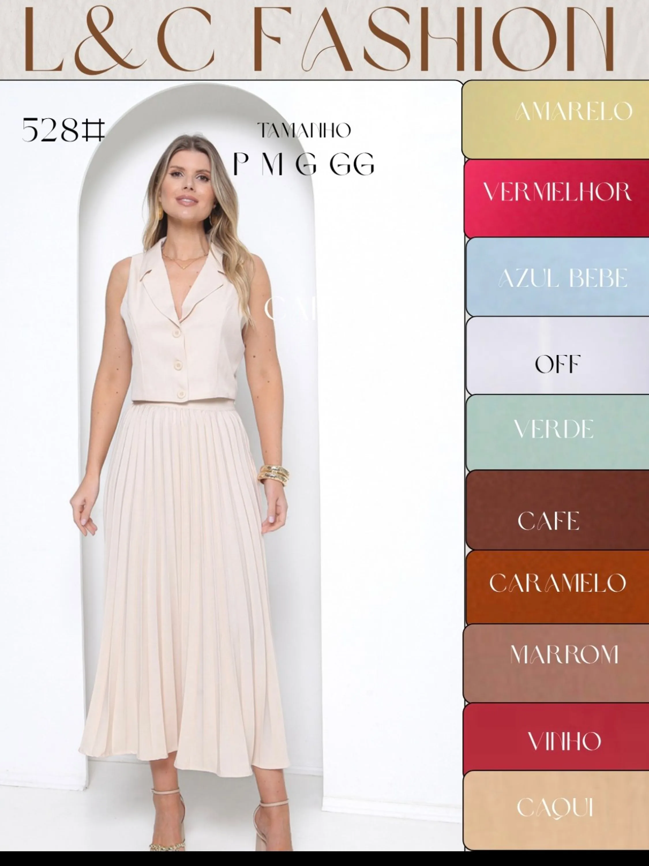 Conjunto saia+colete com botões