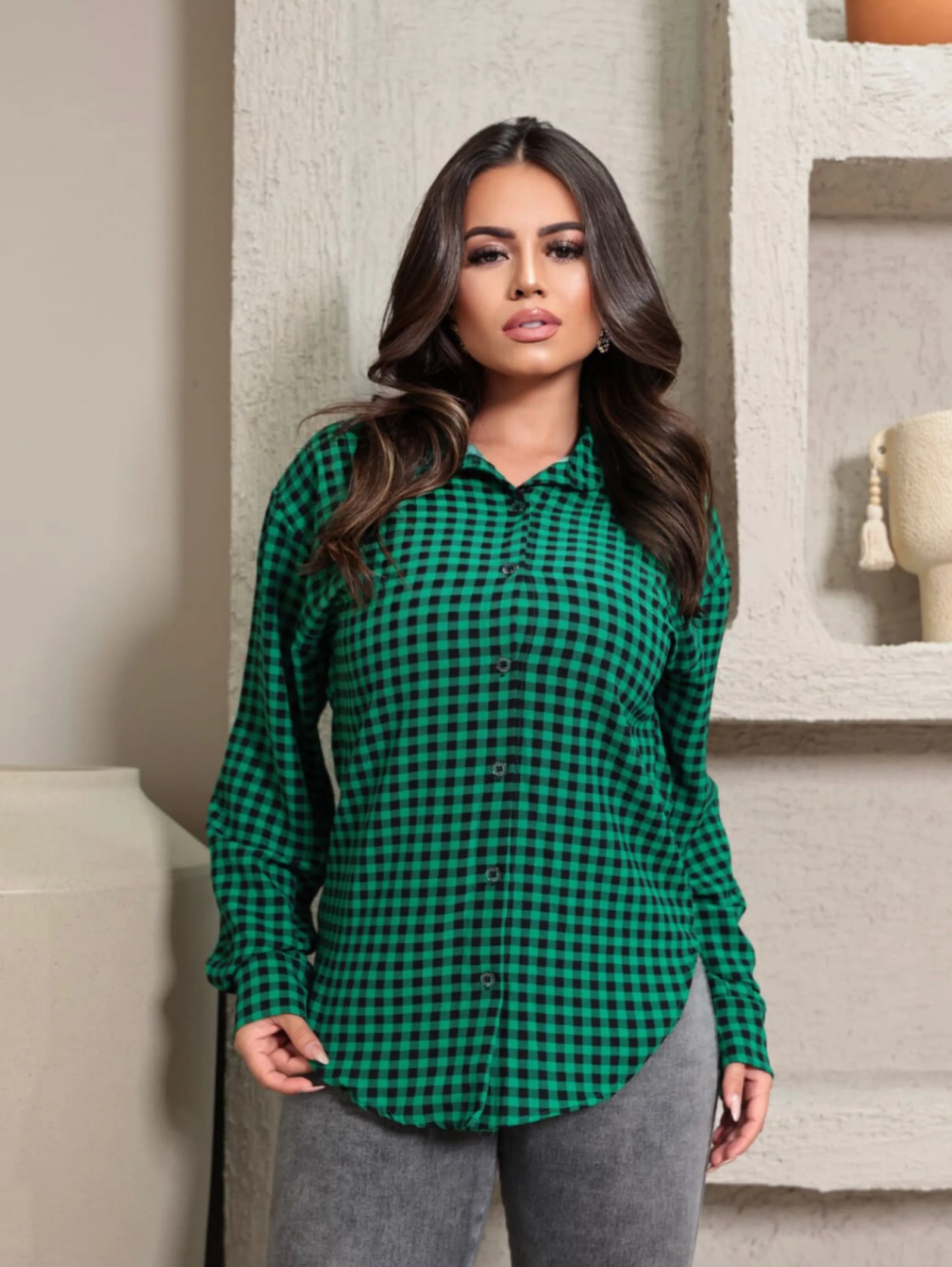 Camisa Viscolinho Xadrez