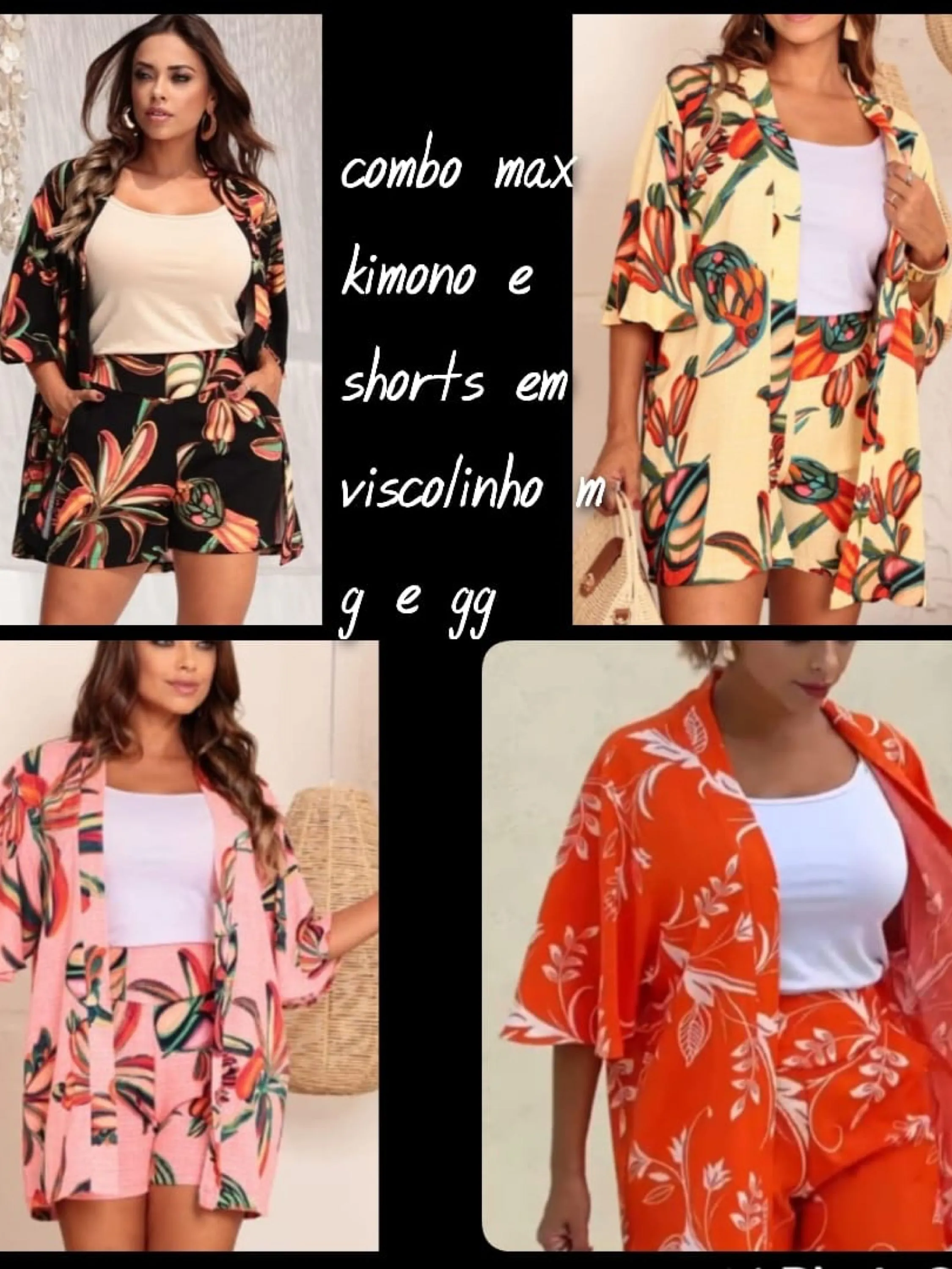 Combo Max Kimono e Short em Viscolinho M G e GG