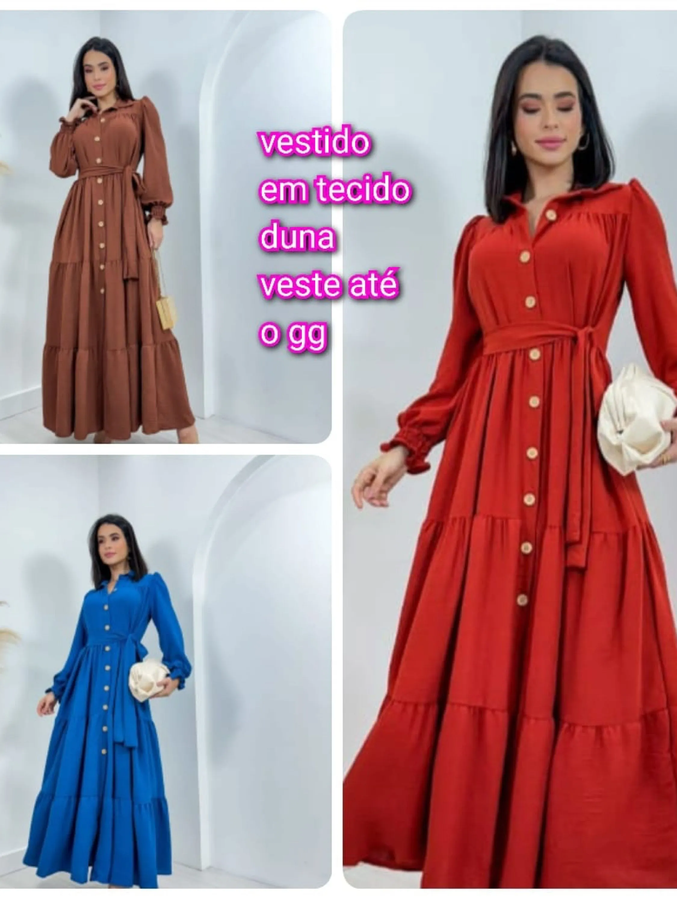 Vestido em tecido duna veste até o 44