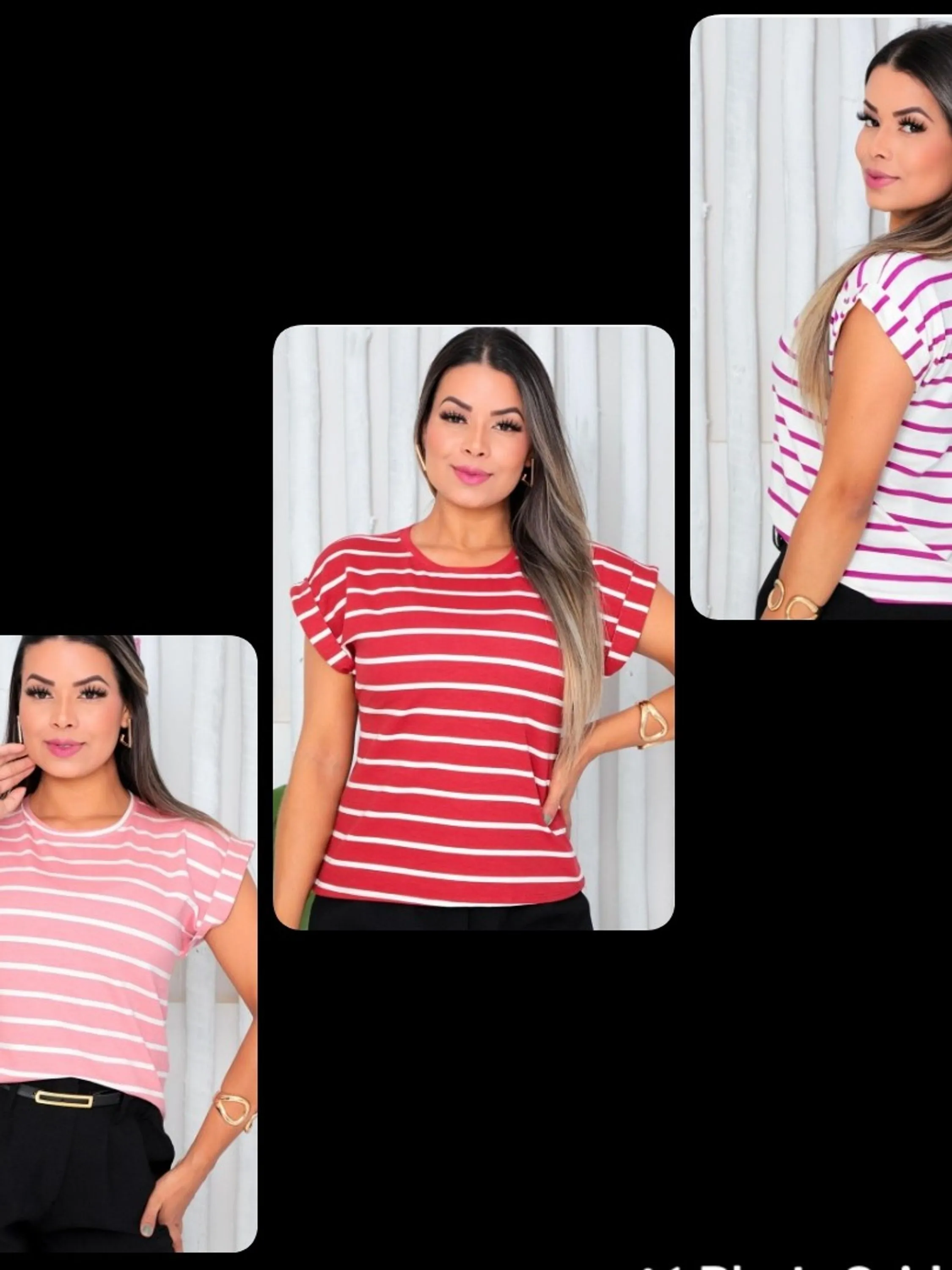 Blusa listrada em viscolaycra veste m e g