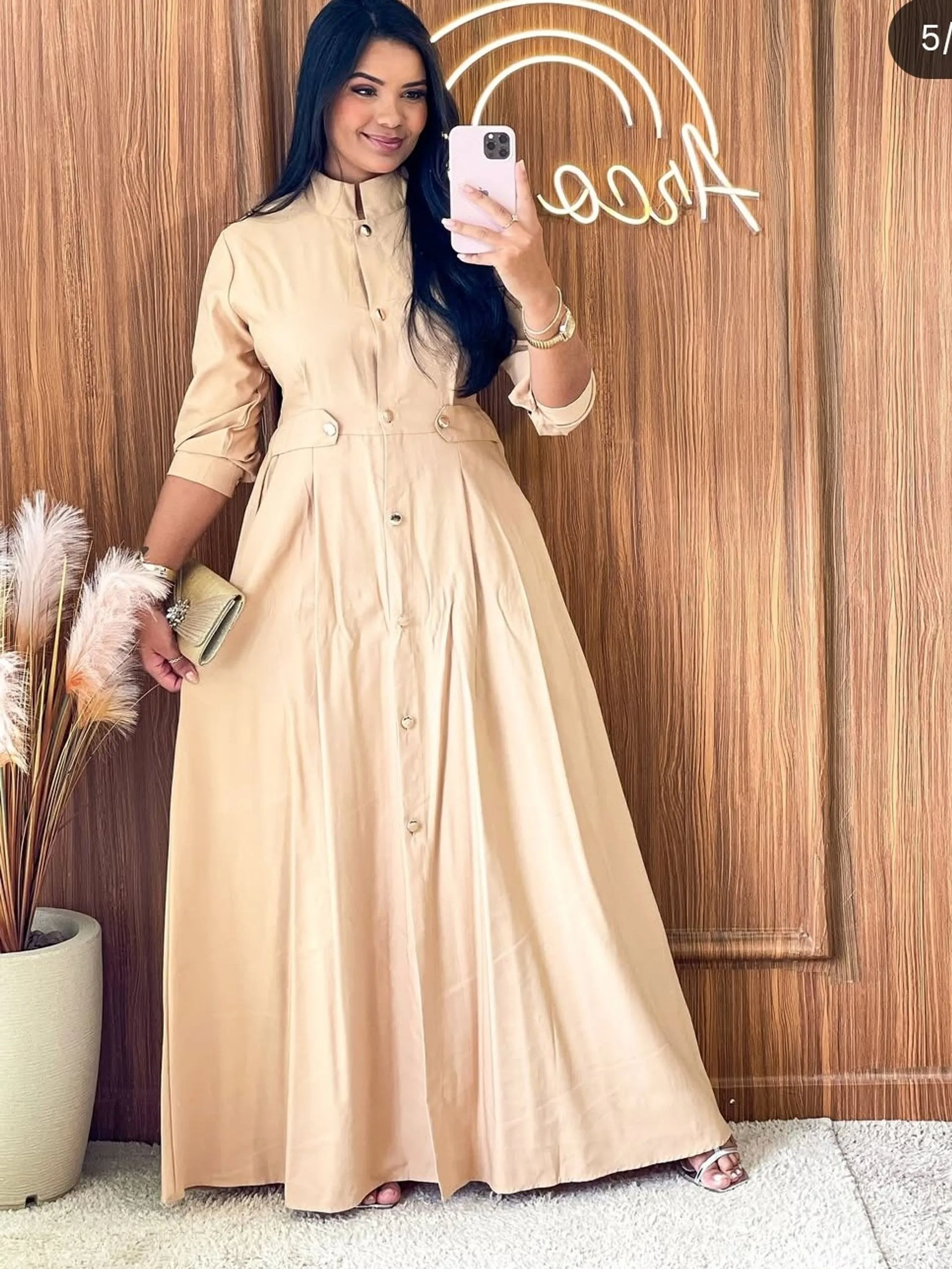 Vestido em tecido marrant veste até o g