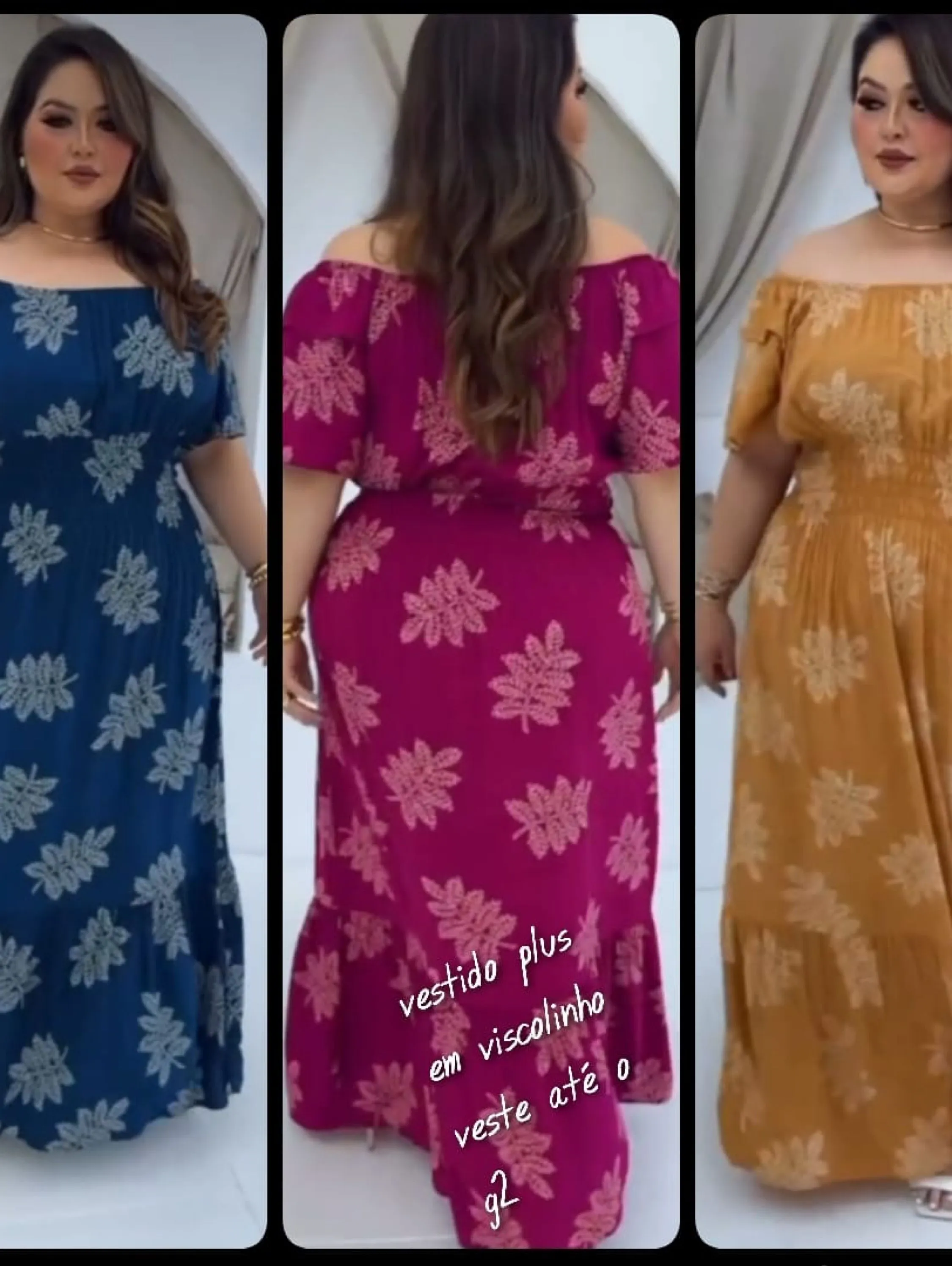 Vestido Plus em Viscolinho veste até o G2