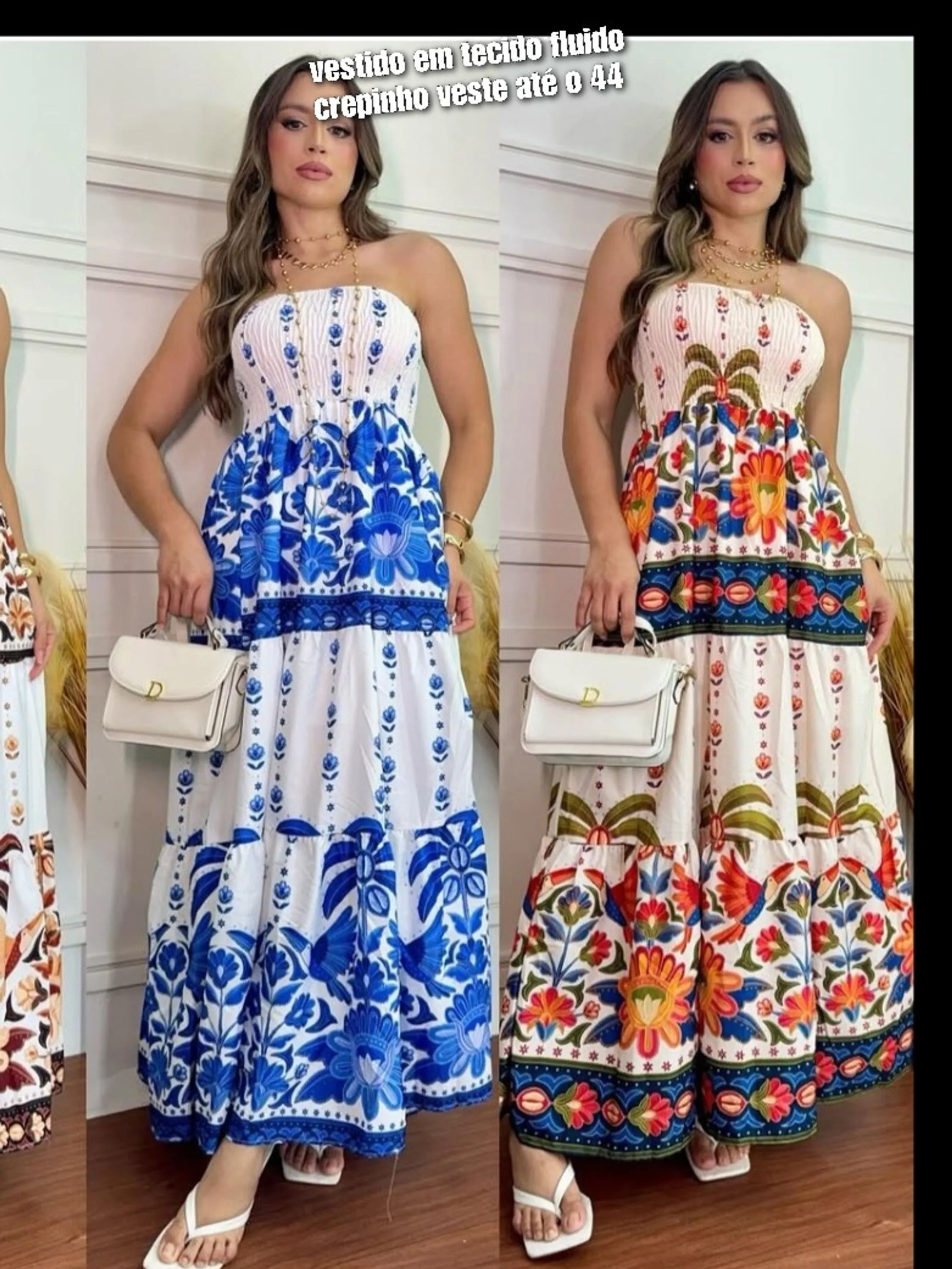 Vestido em crepe duna fluido veste até o gg