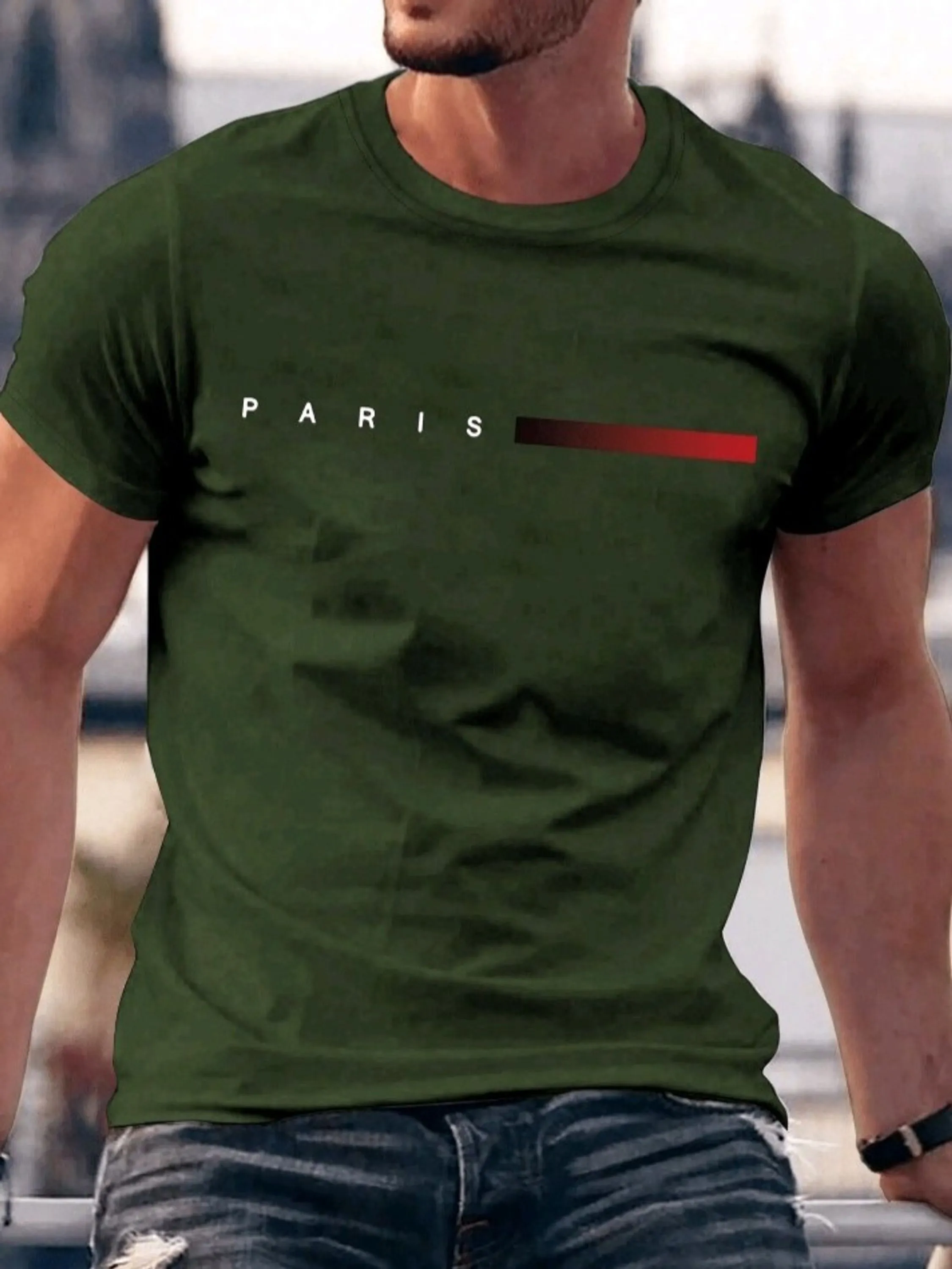 Camiseta masculina algodão Paris