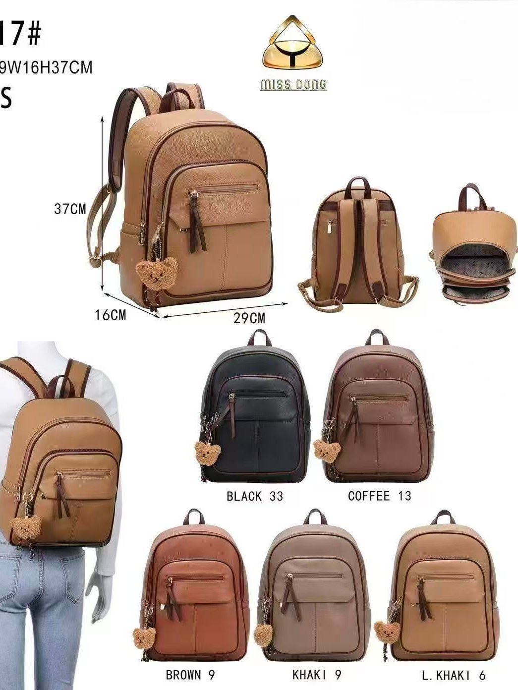 Mochila grande com pingente Feminina Oscar Bolsas Modas
