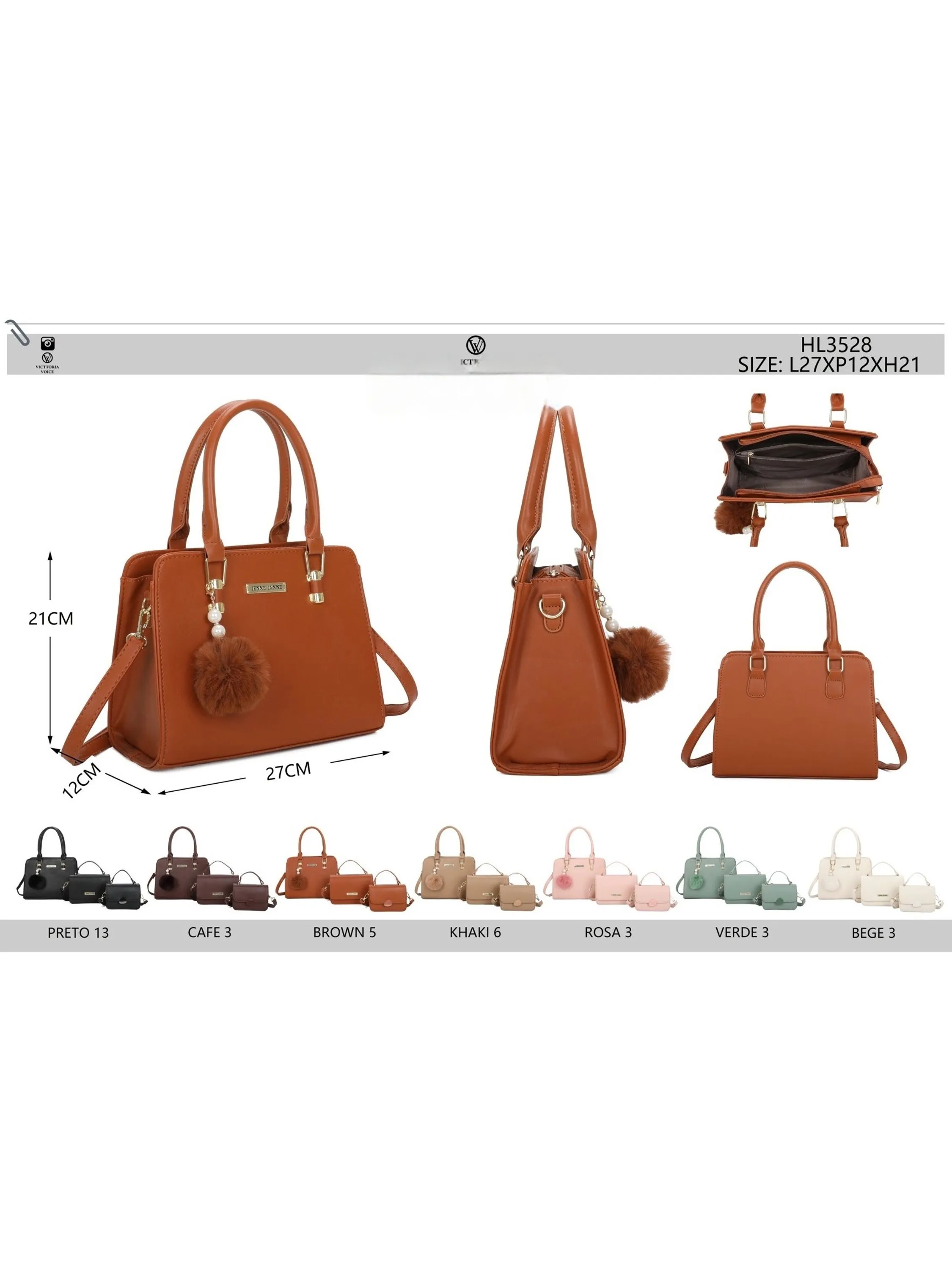 Bolsa KIT3 grande com pequena  Femininas Oscar Bolsas Modas