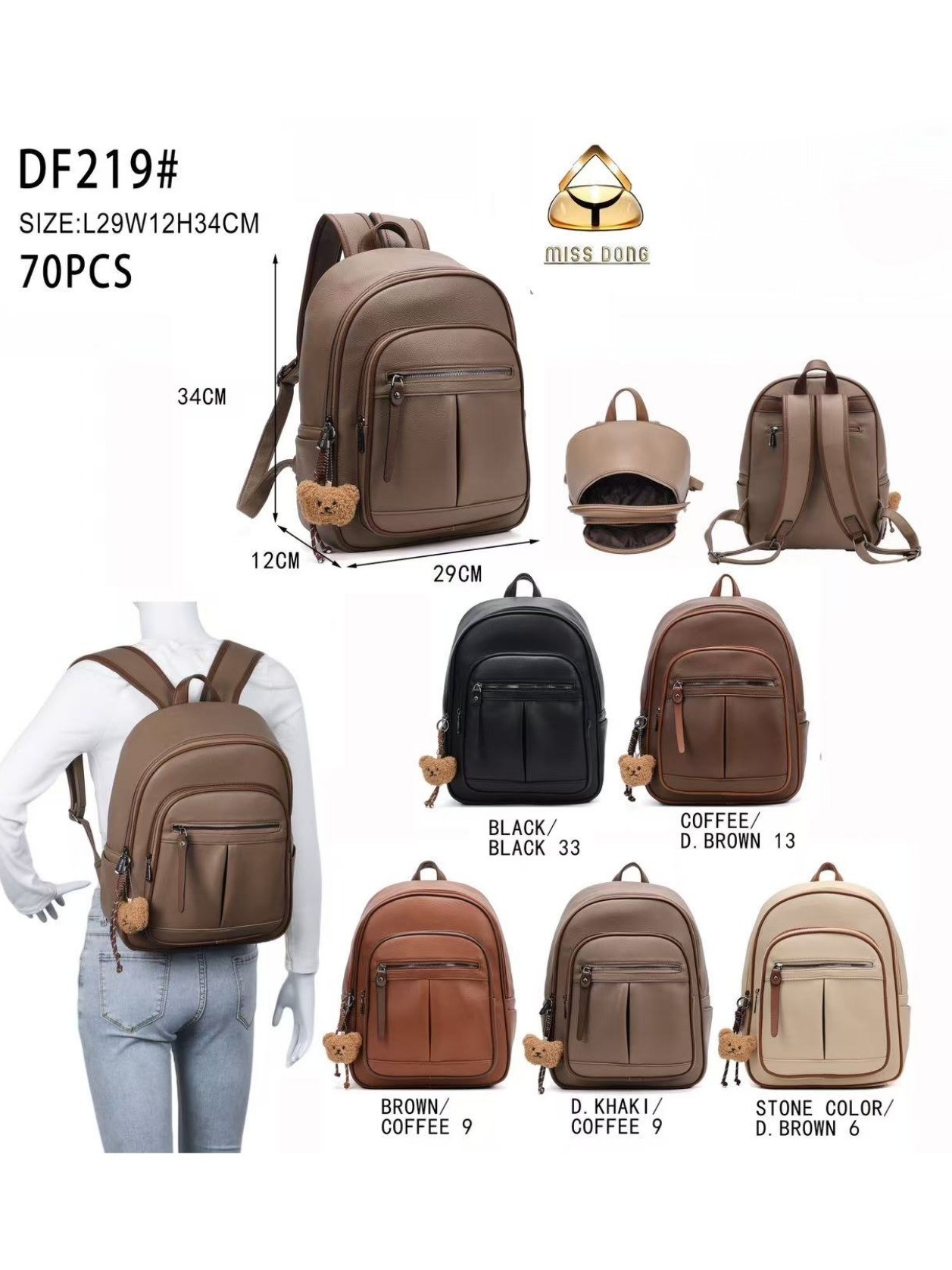 Mochila grande com pingente Feminina Oscar Bolsas Modas