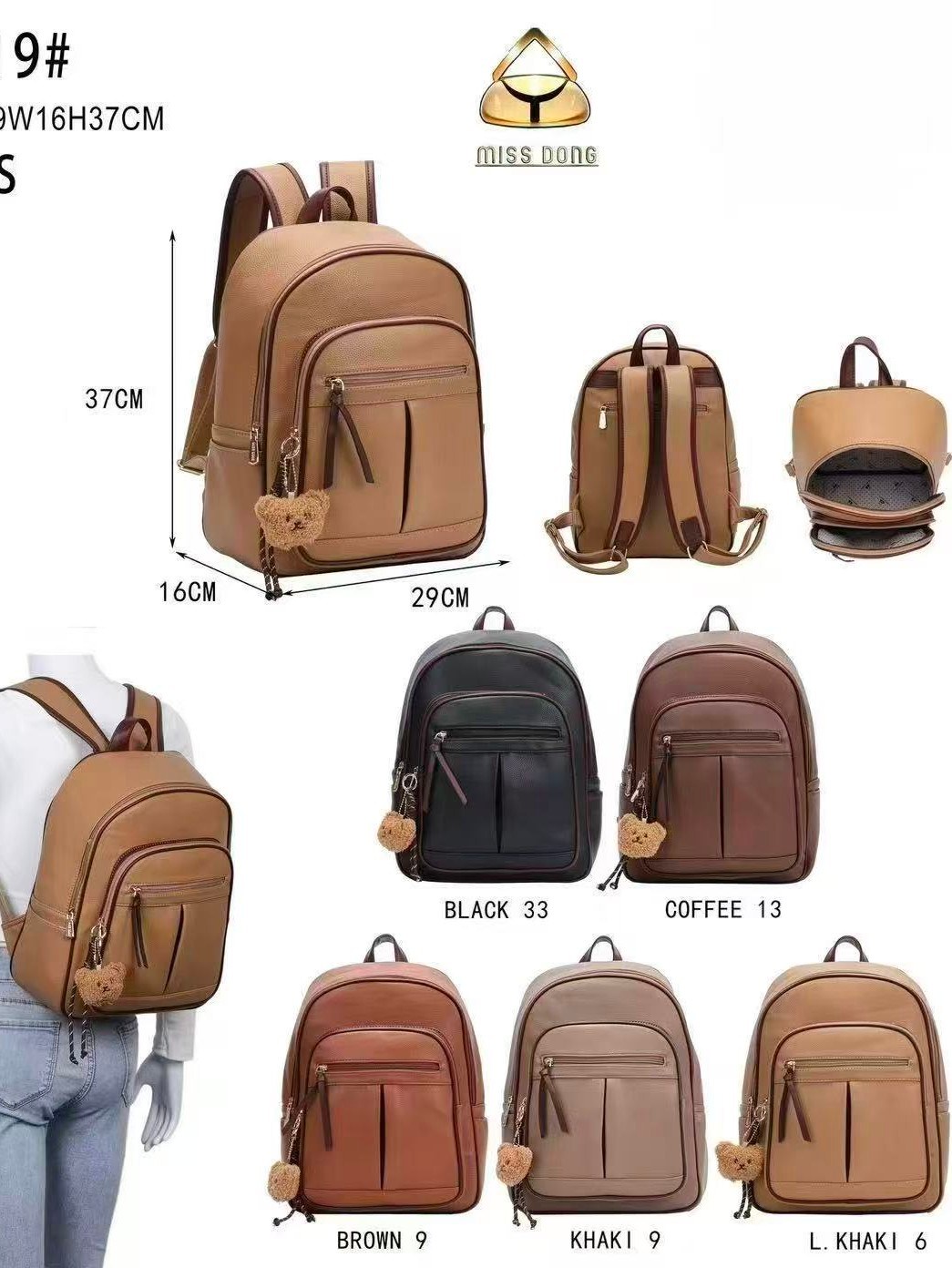 Mochila grande com pingente Feminina Oscar Bolsas Modas