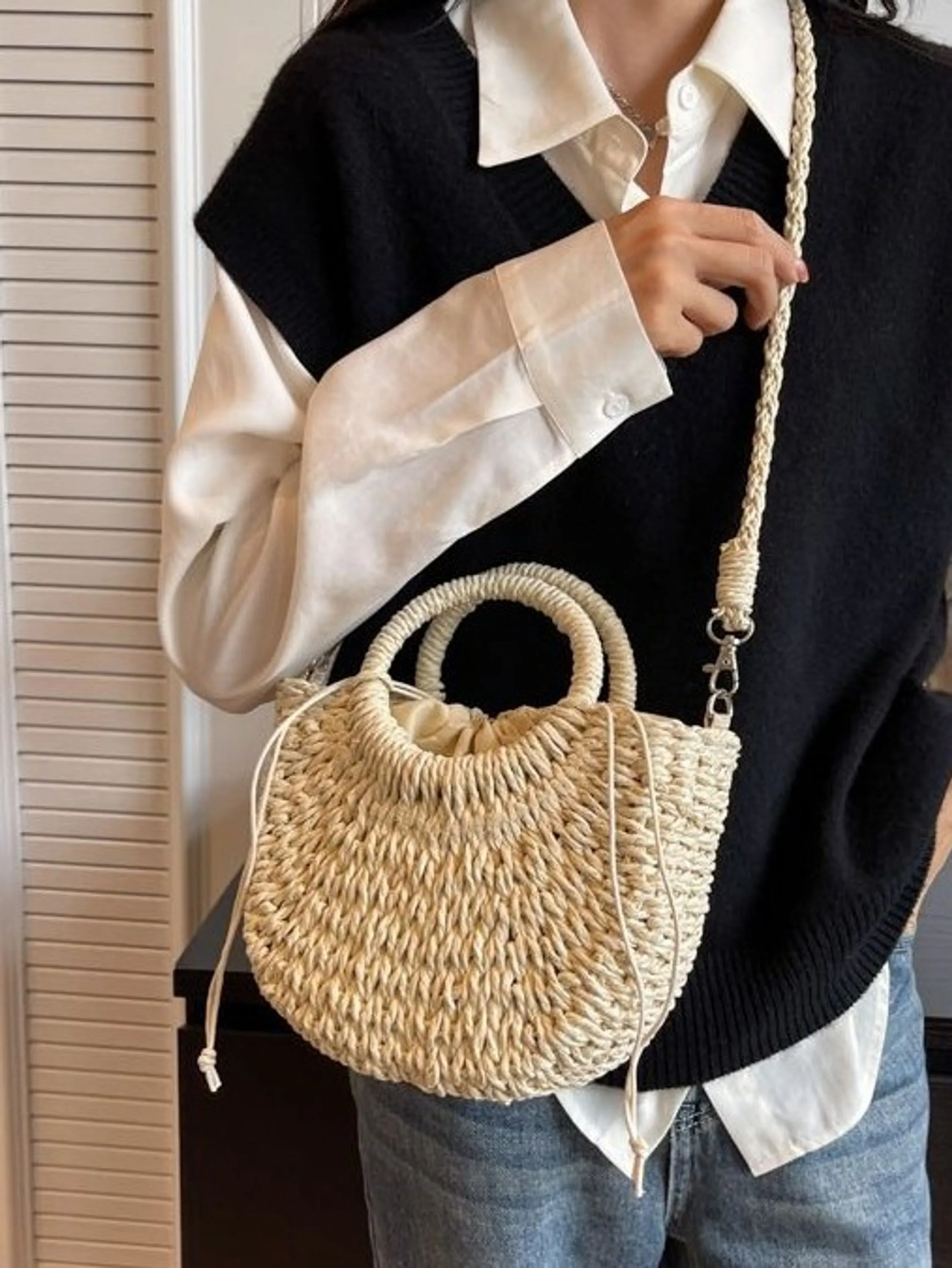 Bolsa palha praia Transversal Femininas Oscar Bolsas Modas