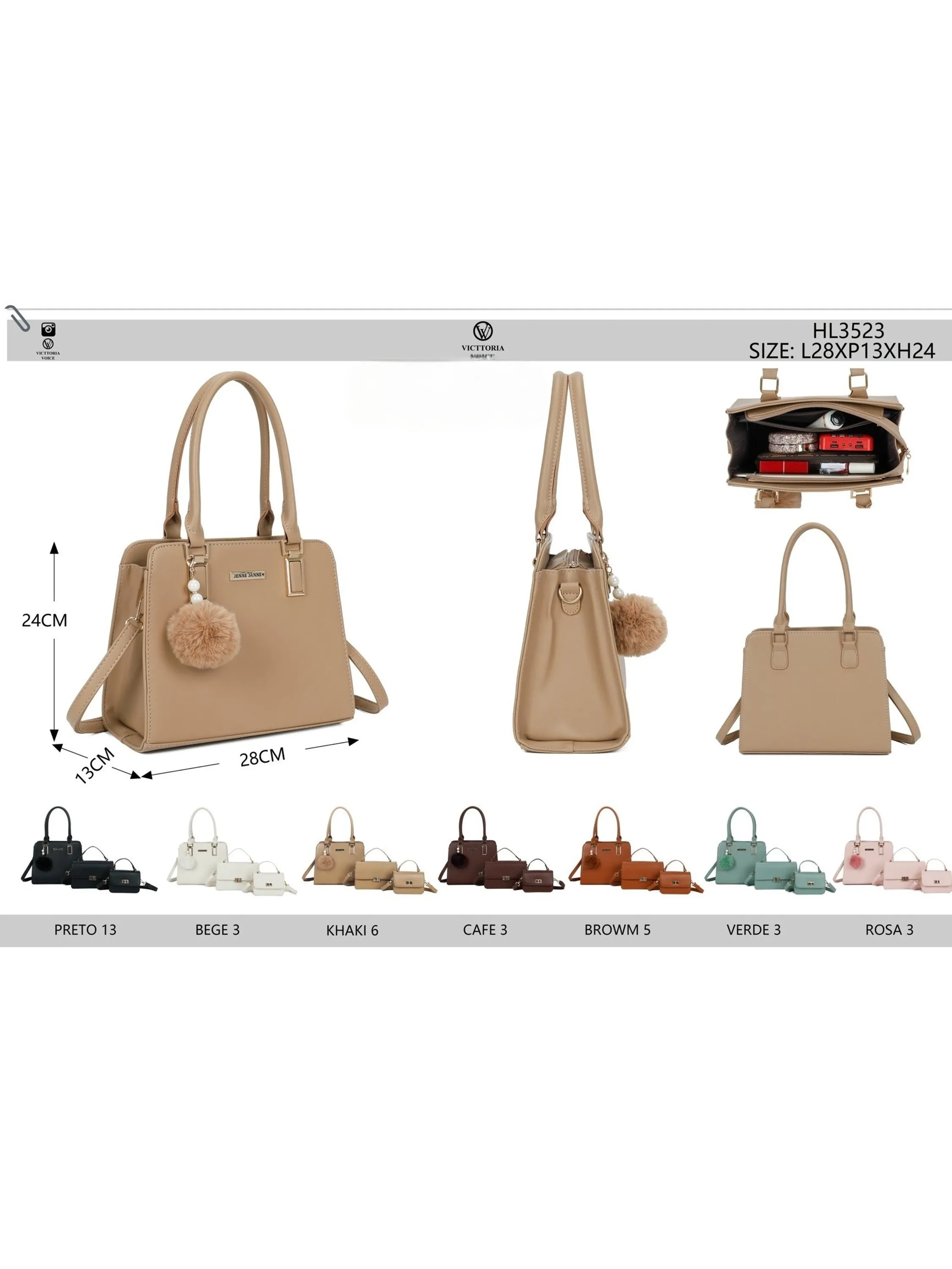 Bolsa KIT3 grande com pequena  Femininas Oscar Bolsas Modas