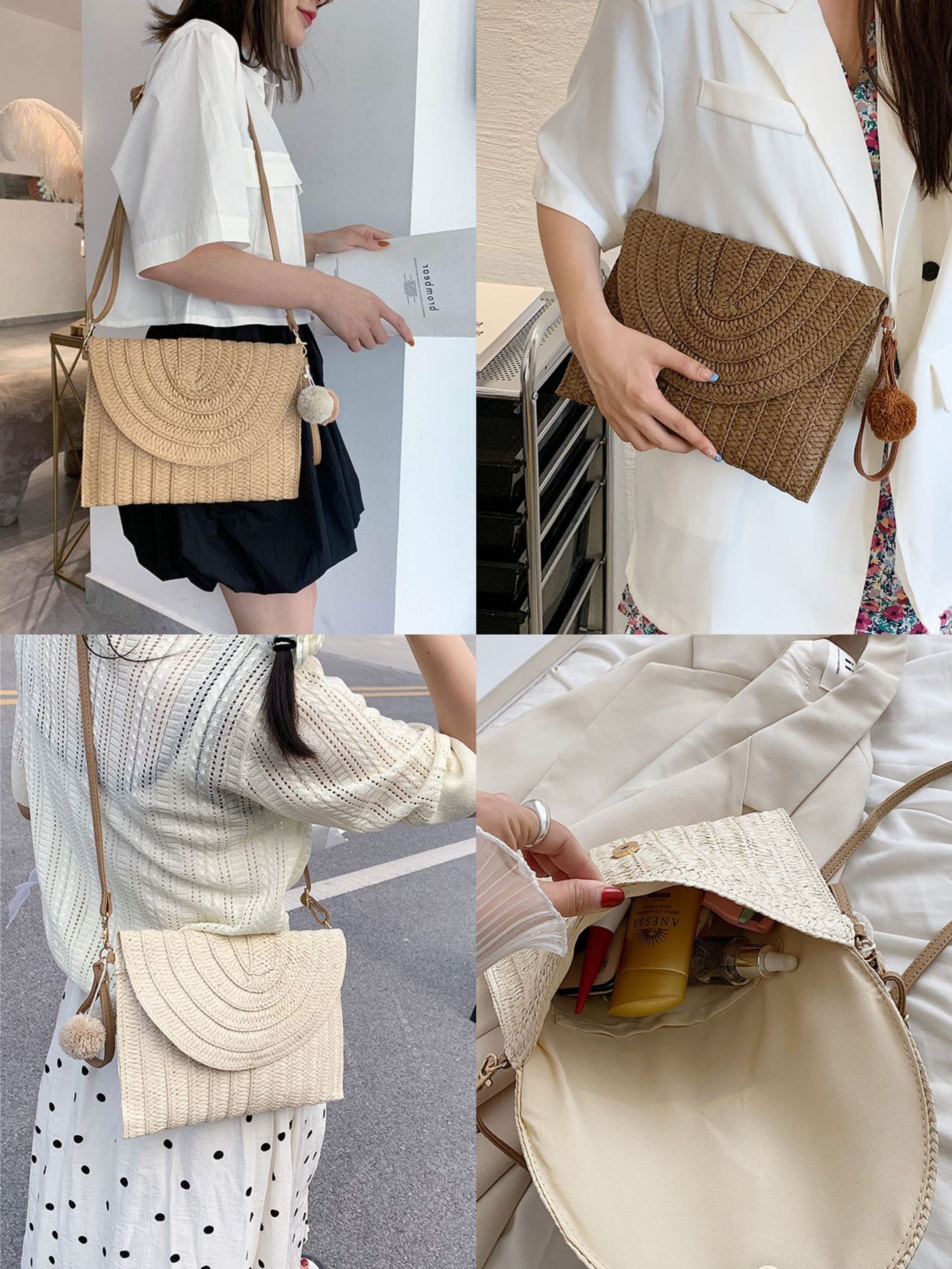 Bolsa PalhaTransversal Femininas Oscar Bolsas Modas