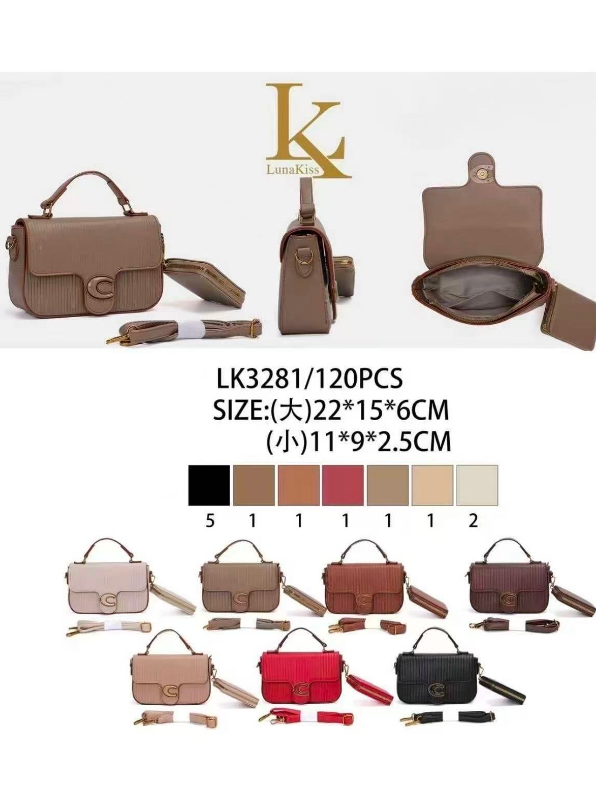 KIT3 Bolsa Pequena Transversal Oscar Bolsas Modas
