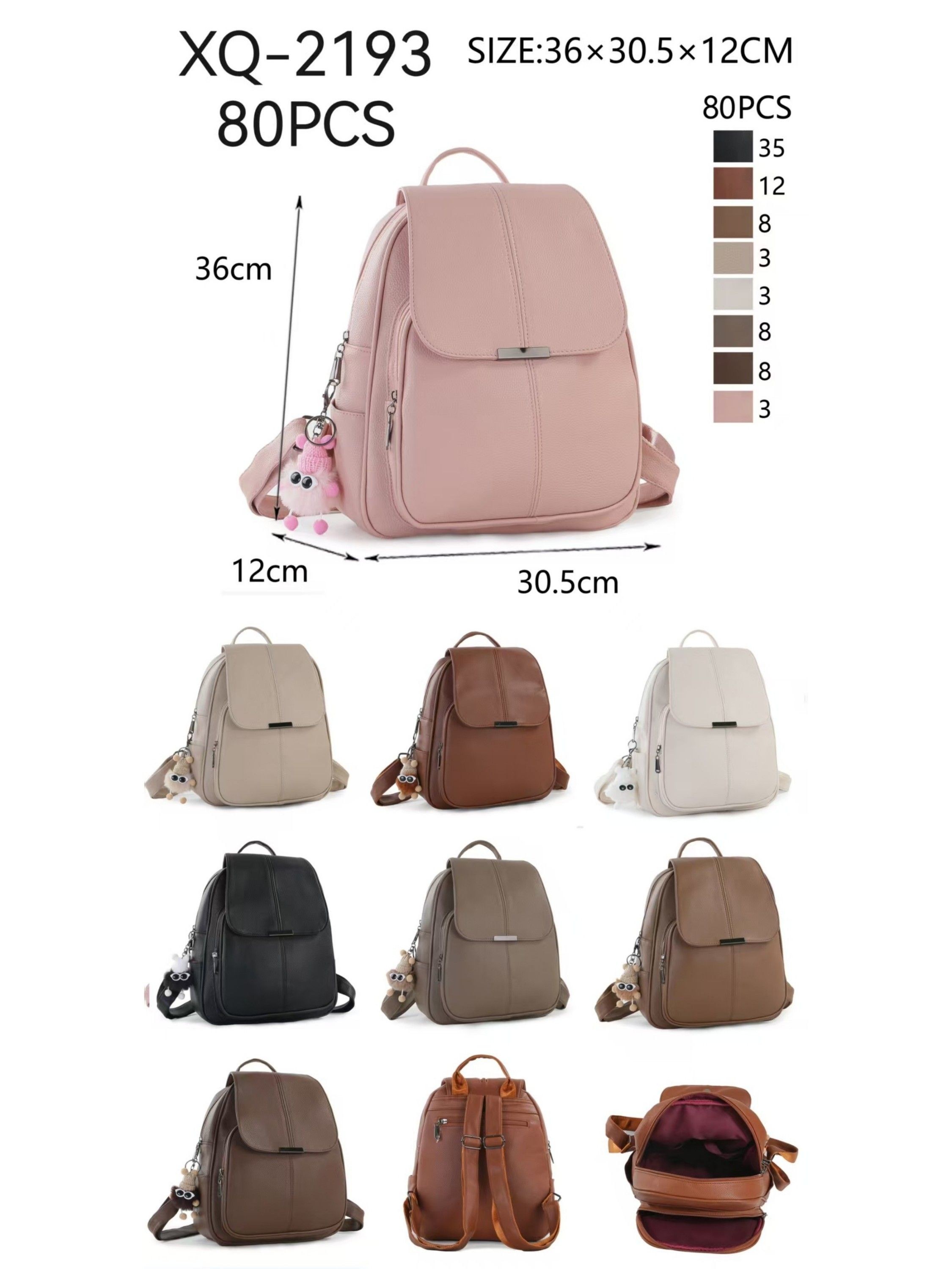 Mochila media com pompom Feminina Oscar Bolsas Modas