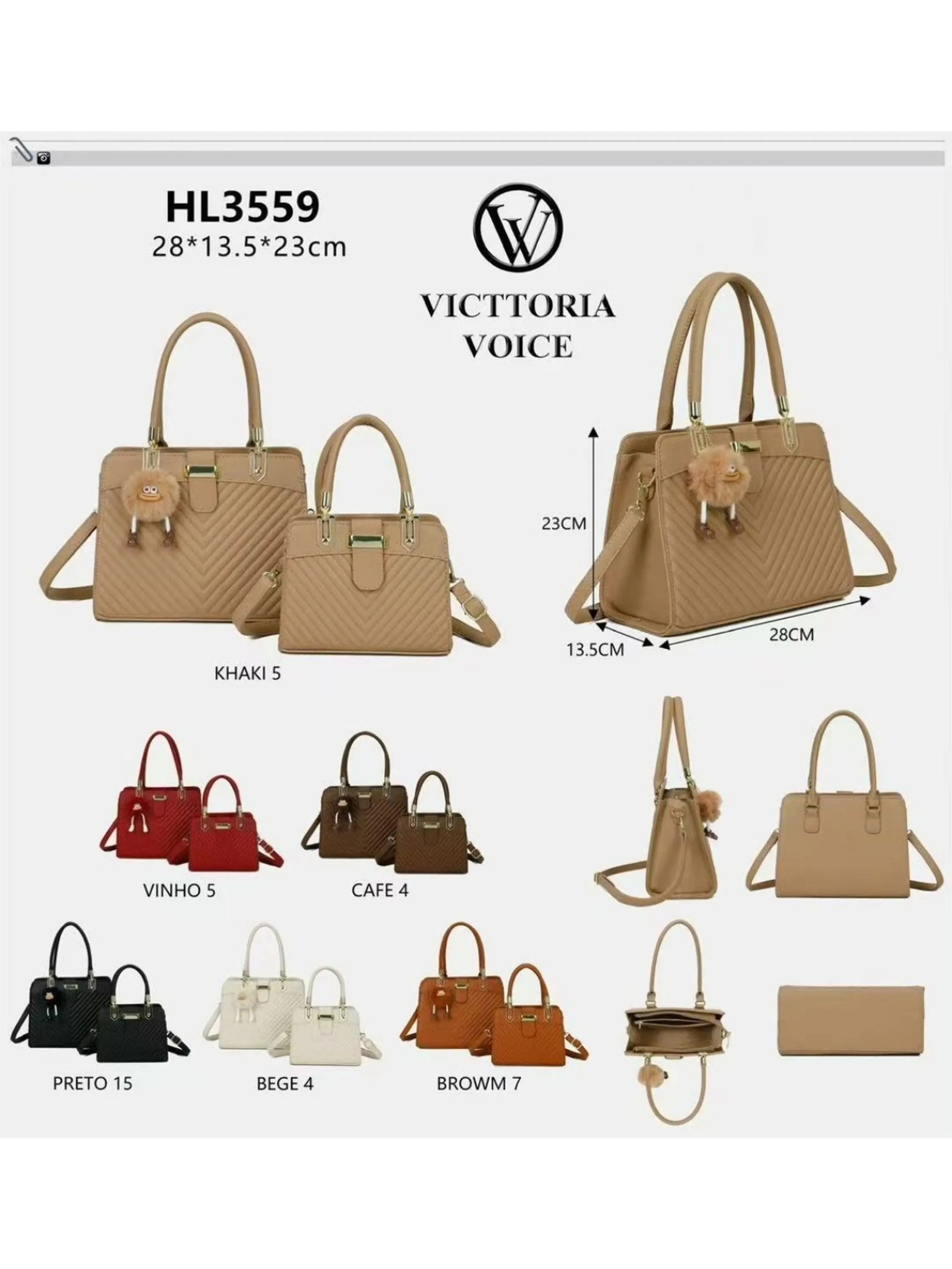 Bolsa KIT2 grande com pequena  Femininas Oscar Bolsas Modas
