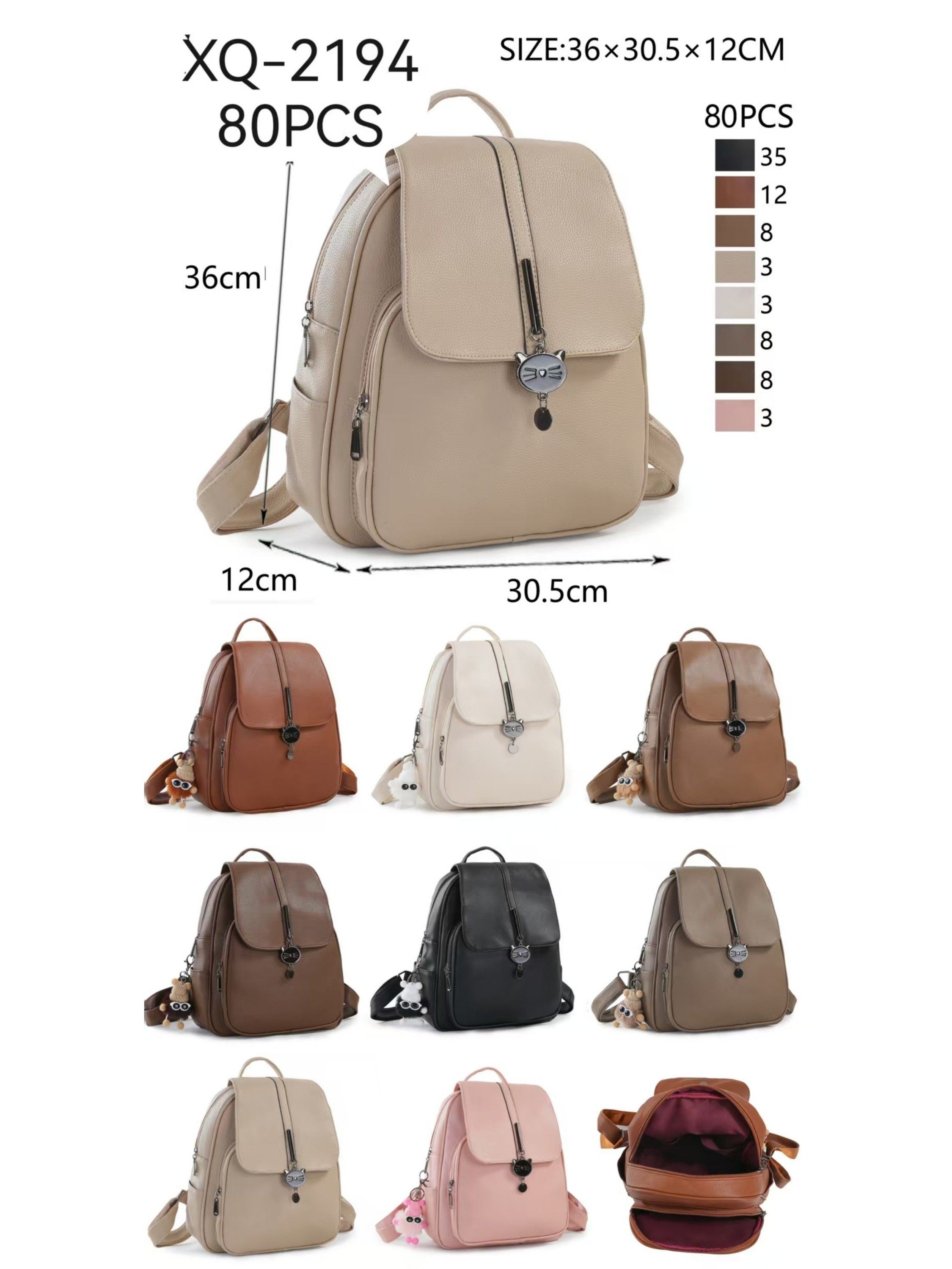 Mochila media com pompom Feminina Oscar Bolsas Modas