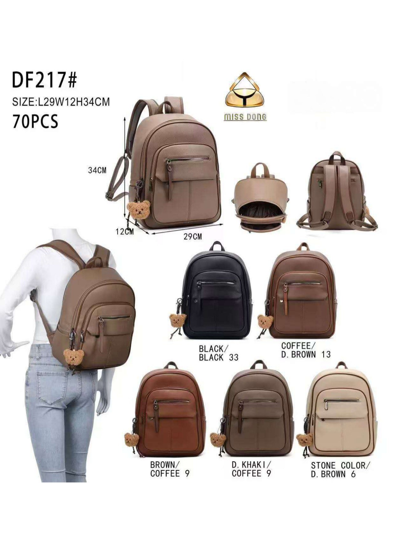 Mochila grande com pingente Feminina Oscar Bolsas Modas