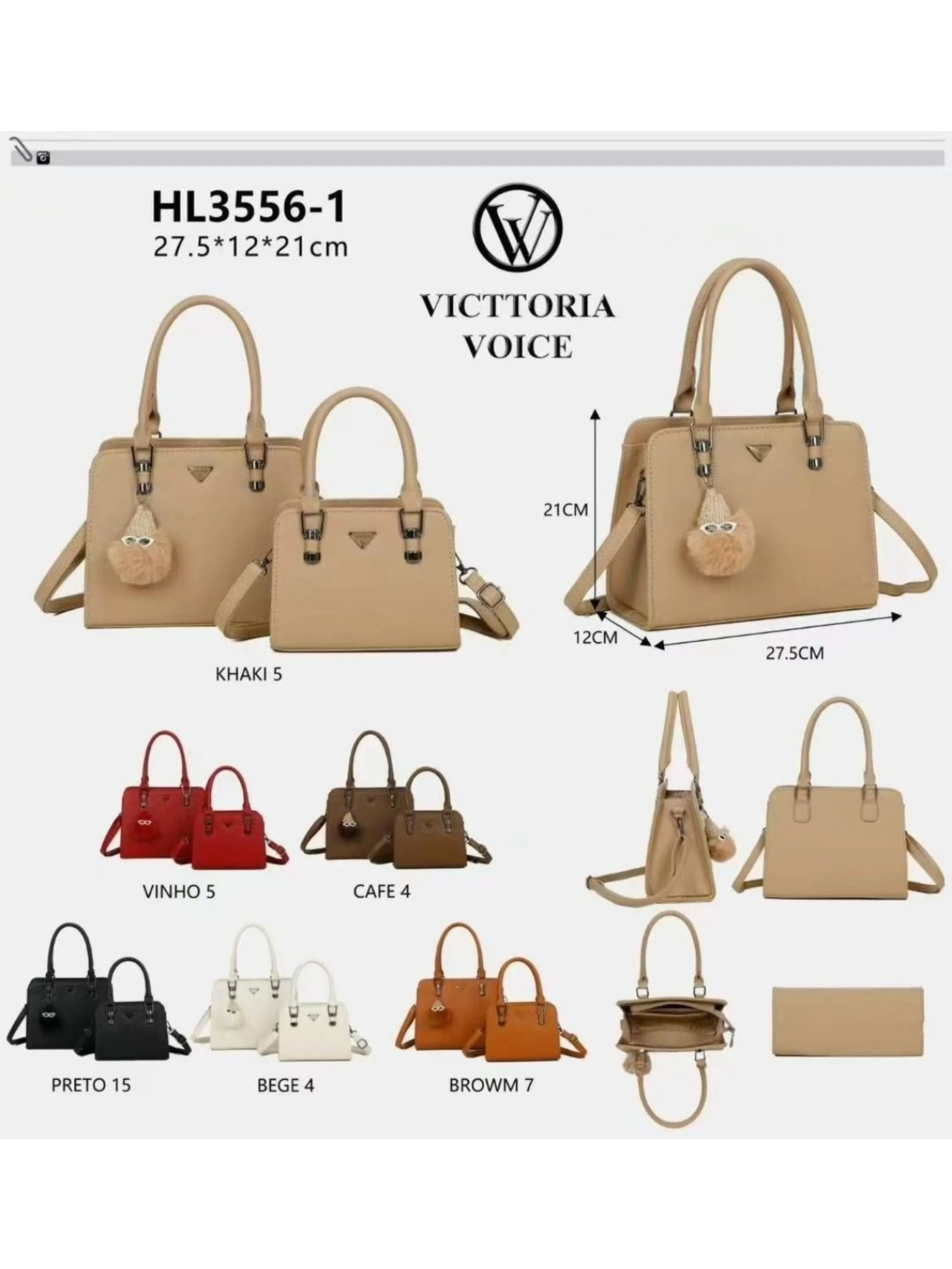 Bolsa KIT2 grande com pequena  Femininas Oscar Bolsas Modas
