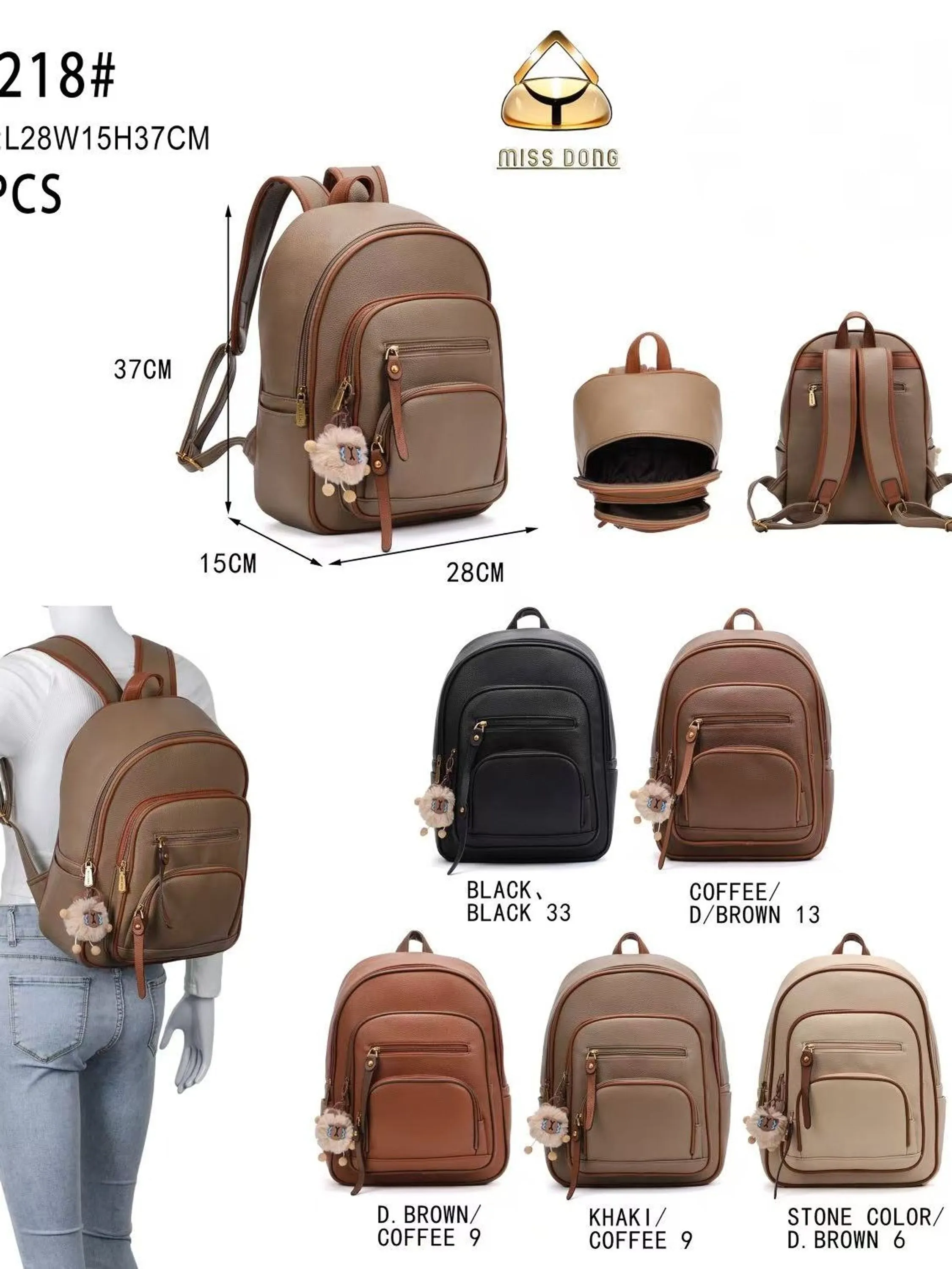 Mochila grande com pompom Feminina Oscar Bolsas Modas