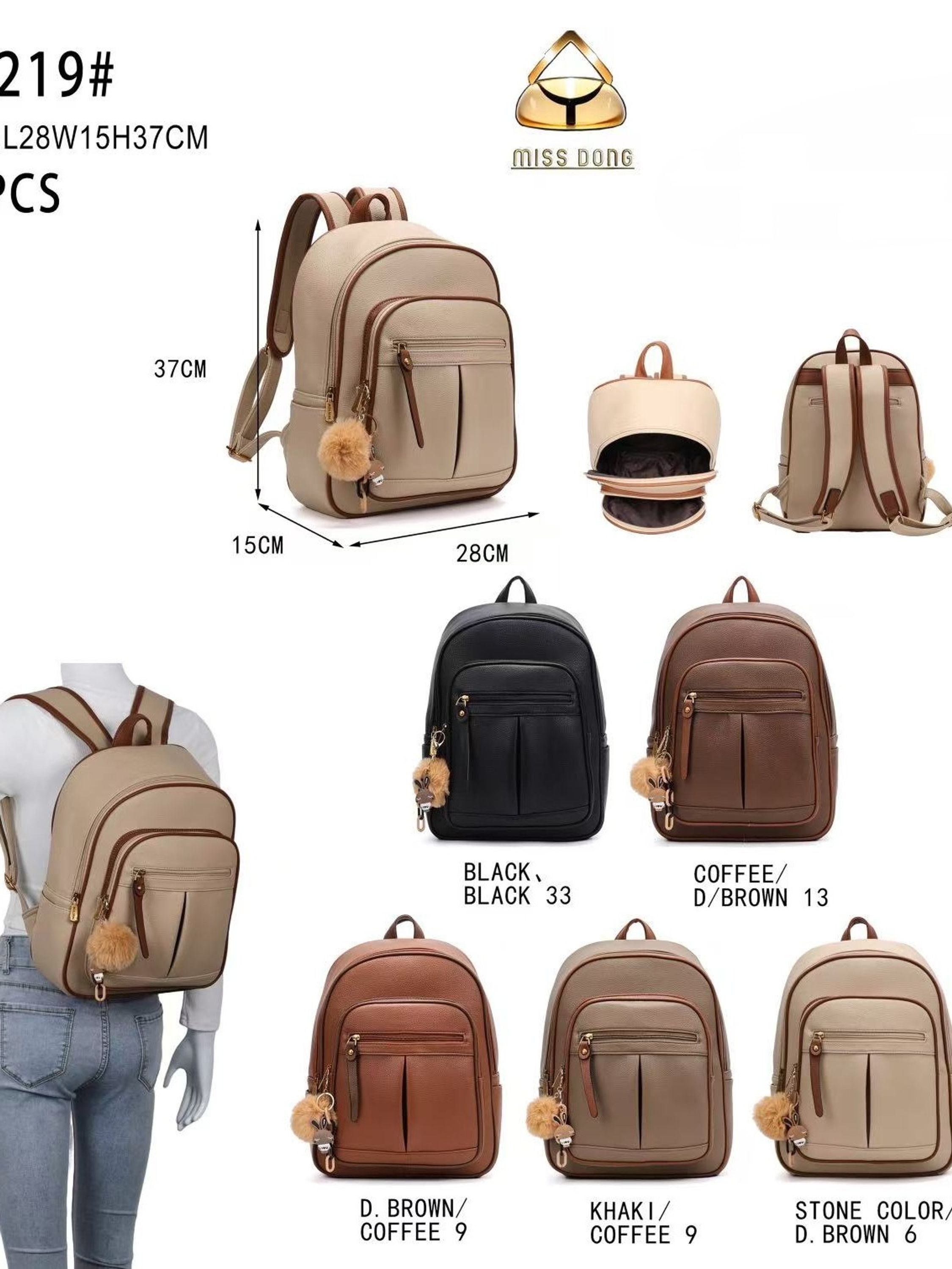 Mochila grande com pompom Feminina Oscar Bolsas Modas