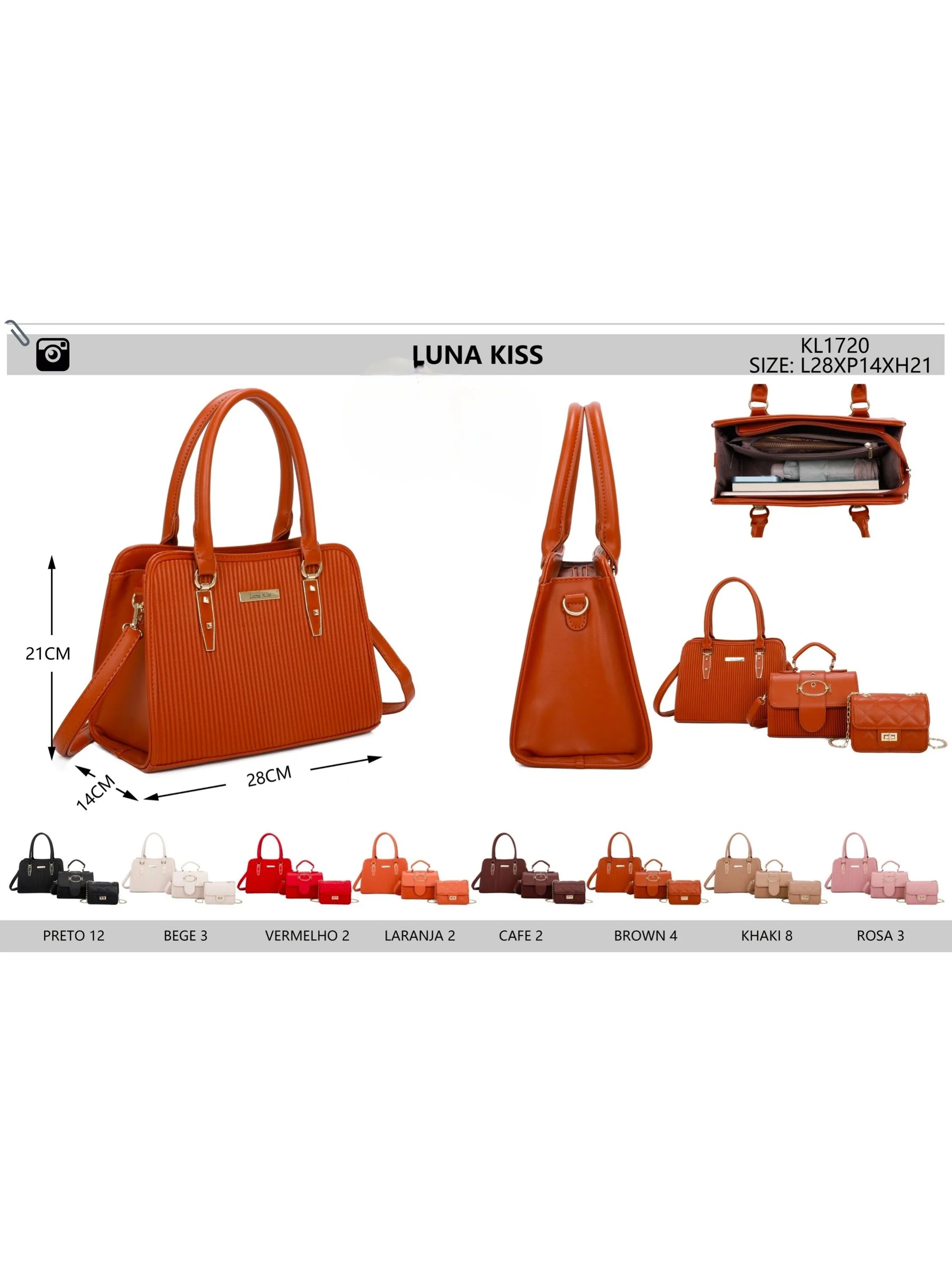 Bolsa KIT3 grande com pequena  Femininas Oscar Bolsas Modas