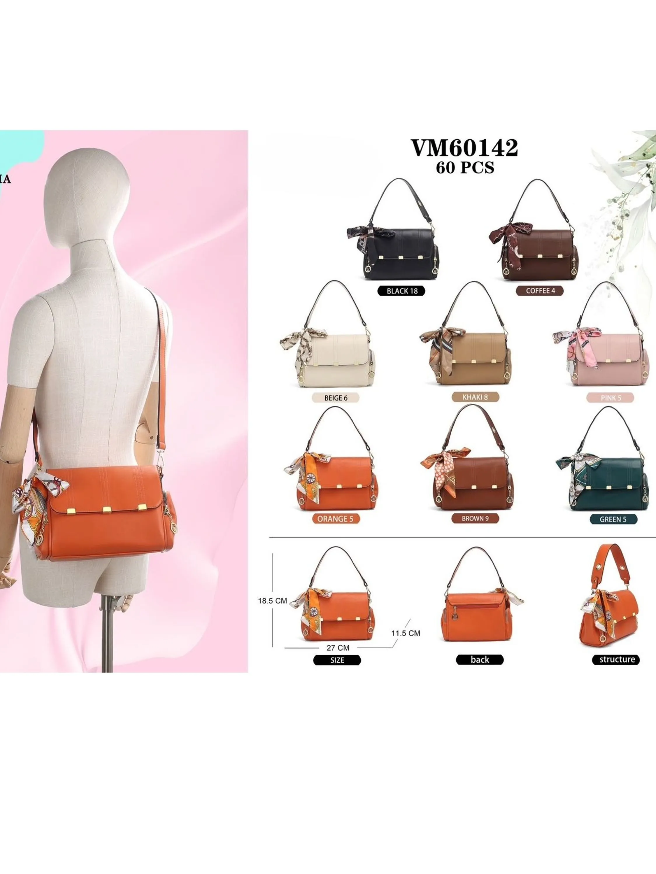 Bolsa Transversal com lenco  Femininas Oscar Bolsas Modas