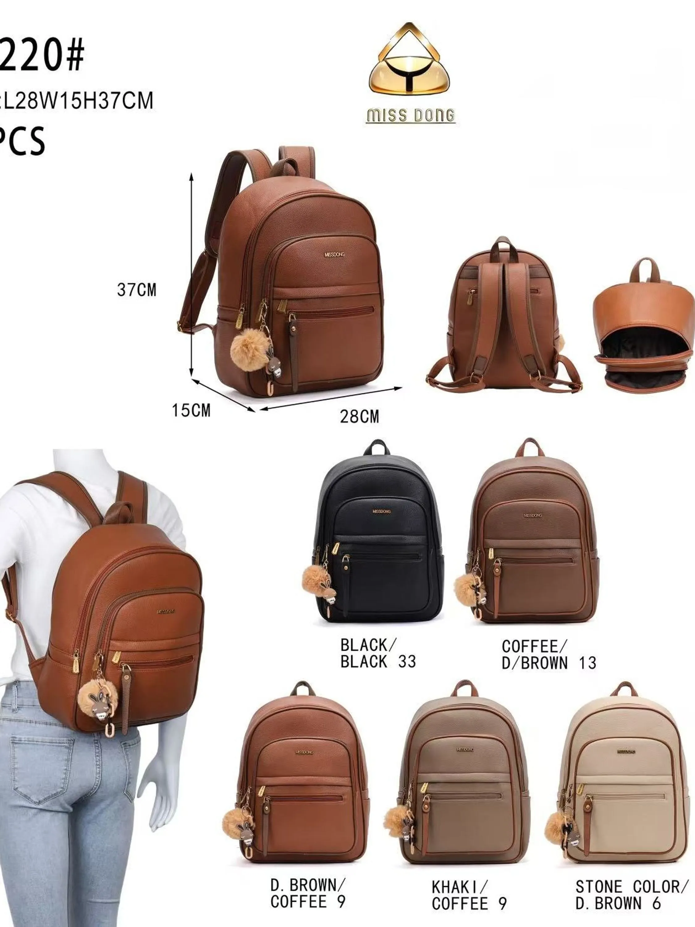 Mochila grande com pompom Feminina Oscar Bolsas Modas