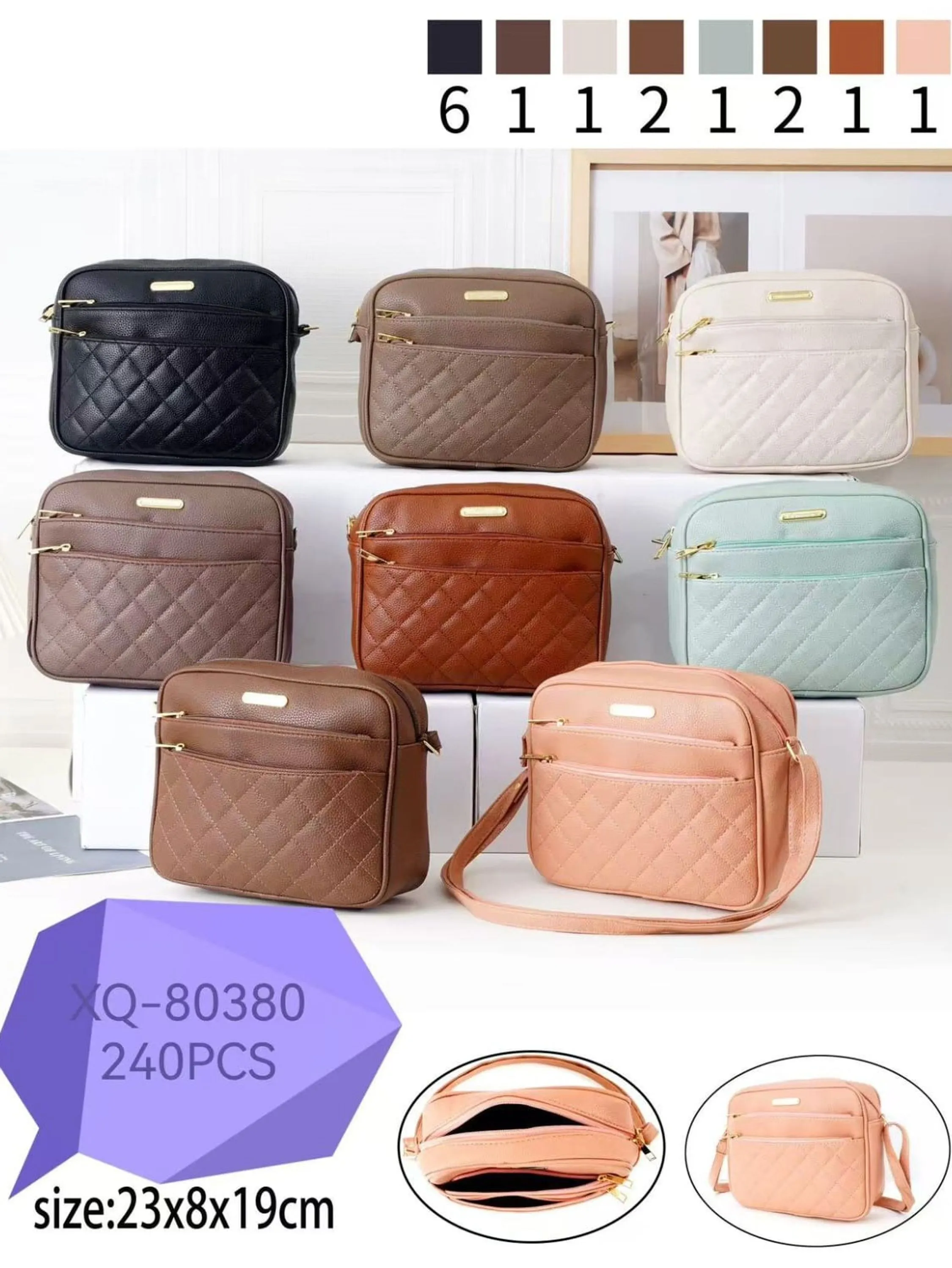 Bolsa média feminina ajustável transversal de ombro 80380#