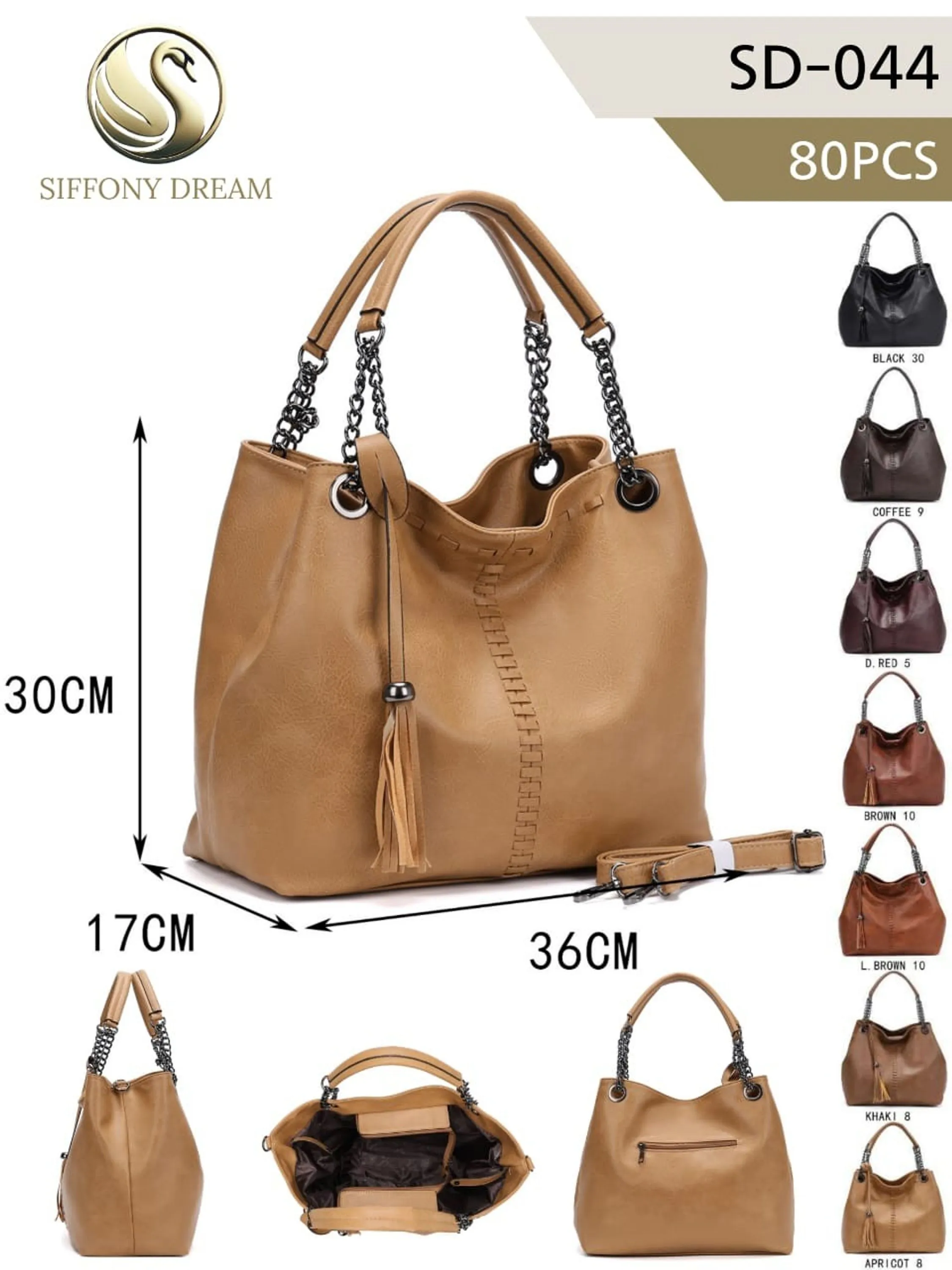 Bolsa feminina couro ombro e transversal com corrente 044#