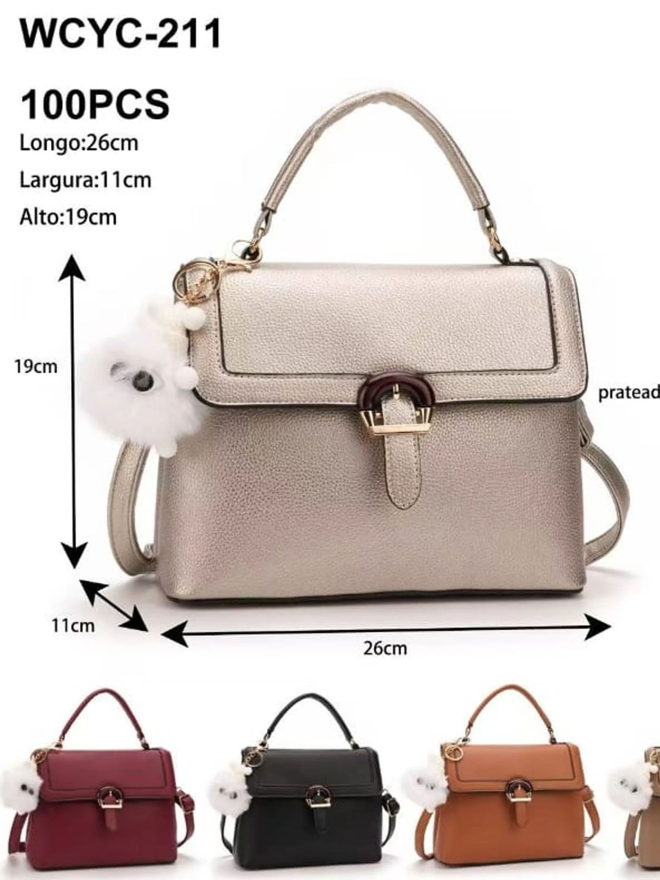 Bolsa Feminina média transversal com chaveiro YC211#
